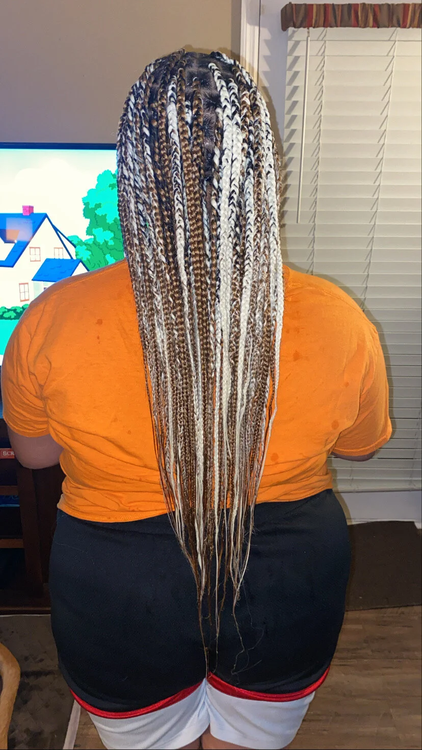 Waist Length Knotless Braids - Platinum/27