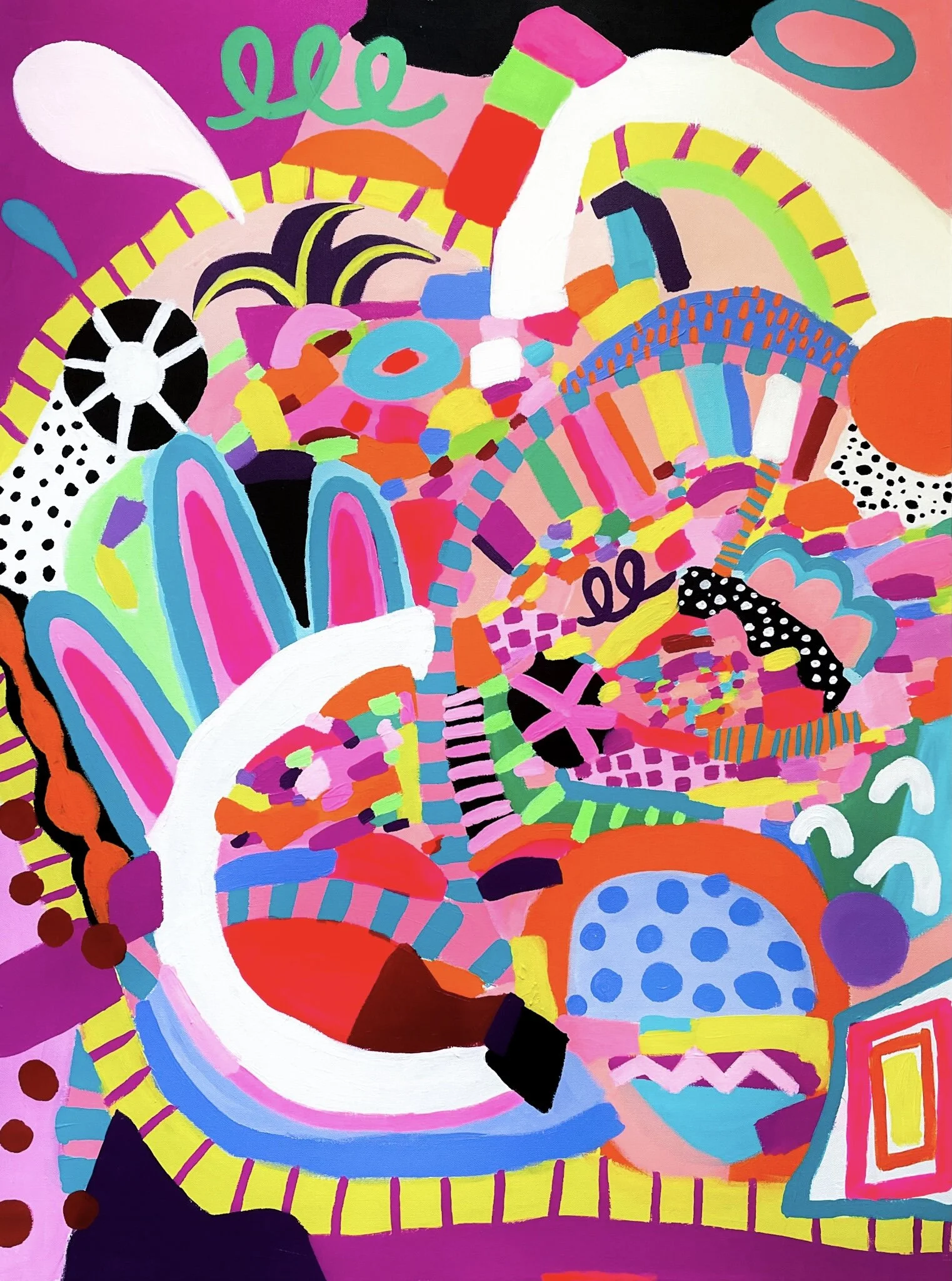 Neon Squirter, 30x40 inches, acrylic on canvas, 2021