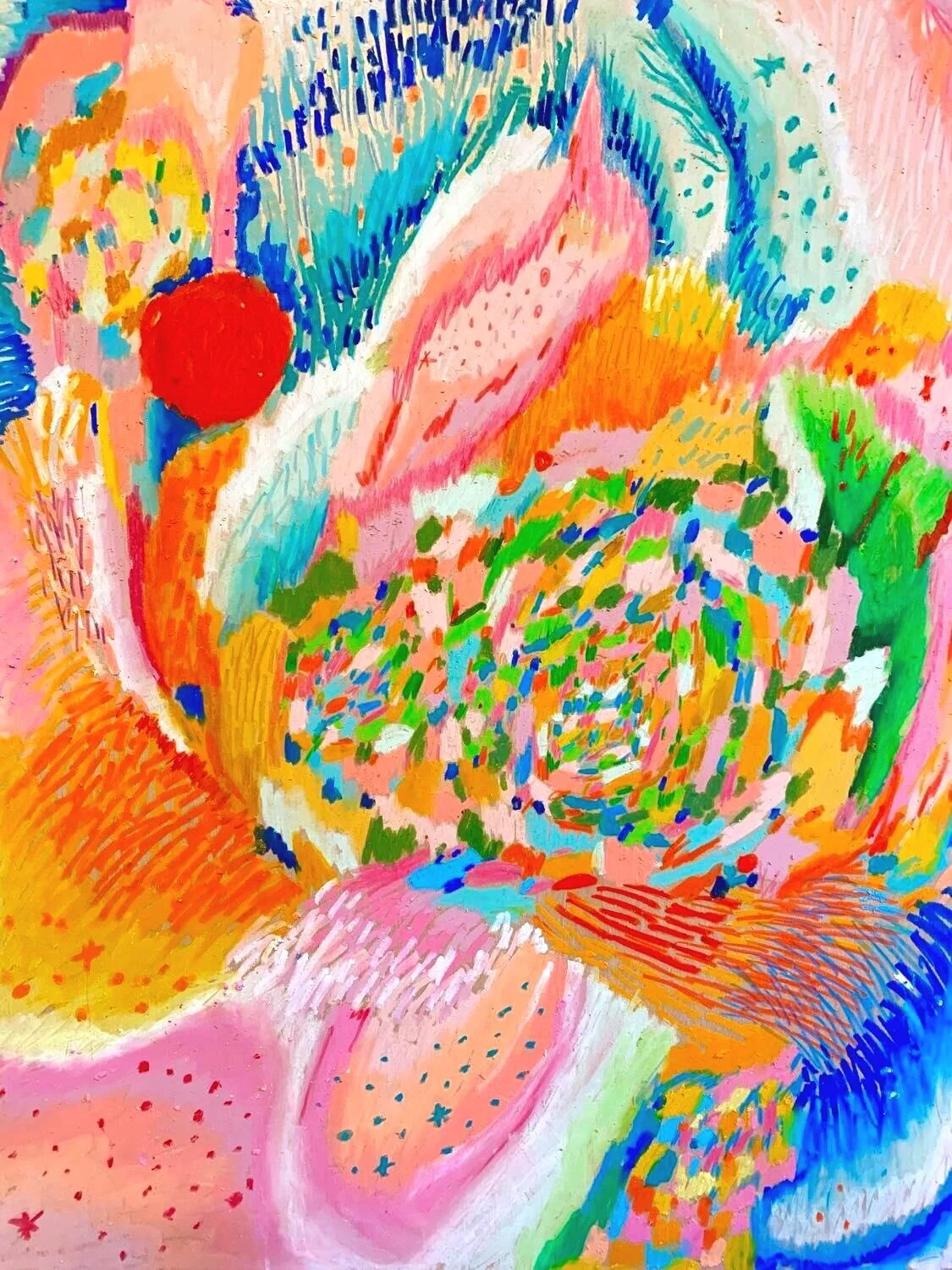 That's Where You'll Find Us, 16x20 inches, Oil pastel colored pencil on wood panel