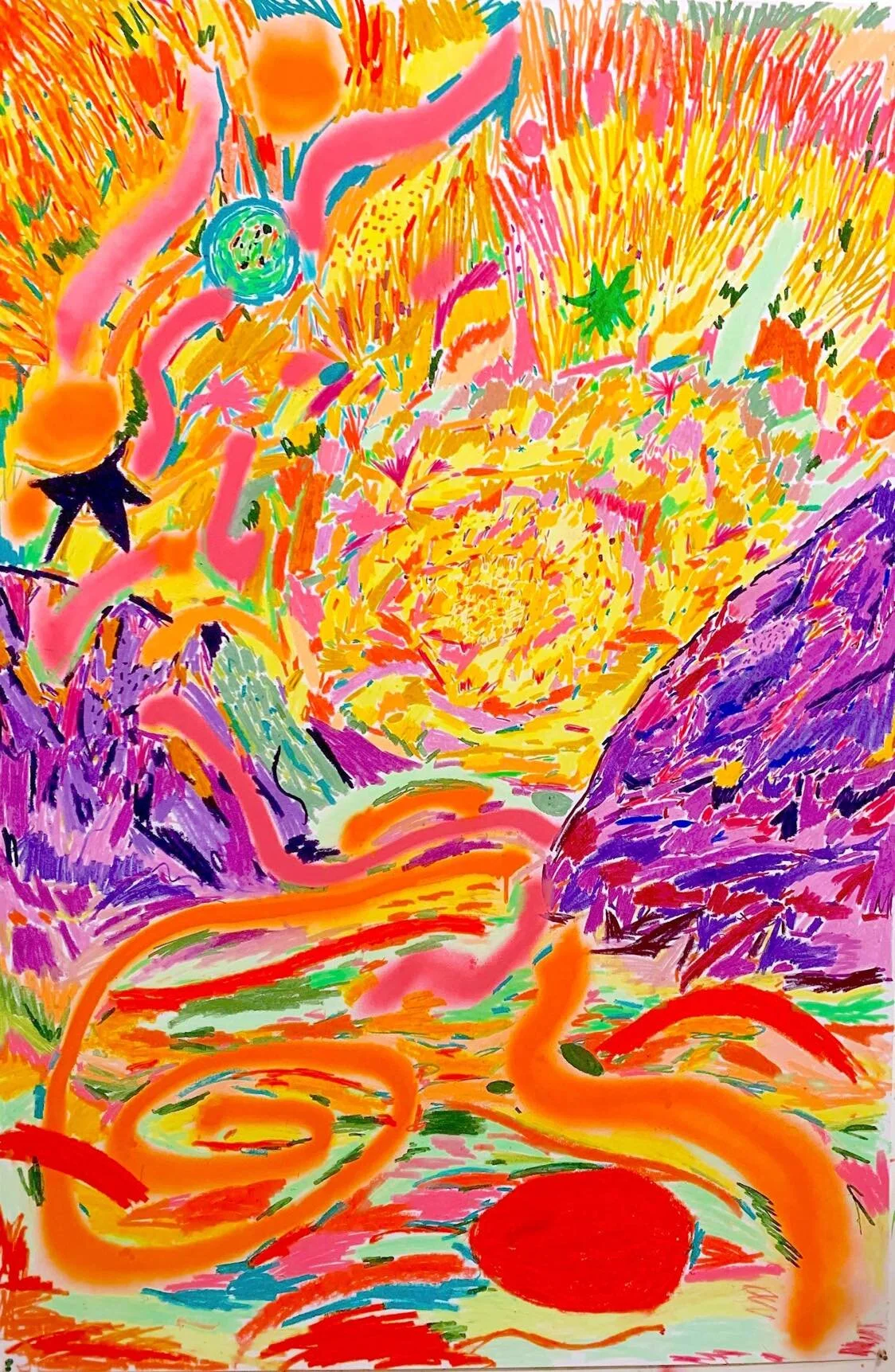 Chlamydia Princess, 60x80 inches, oil pastel and colored pencil on paper