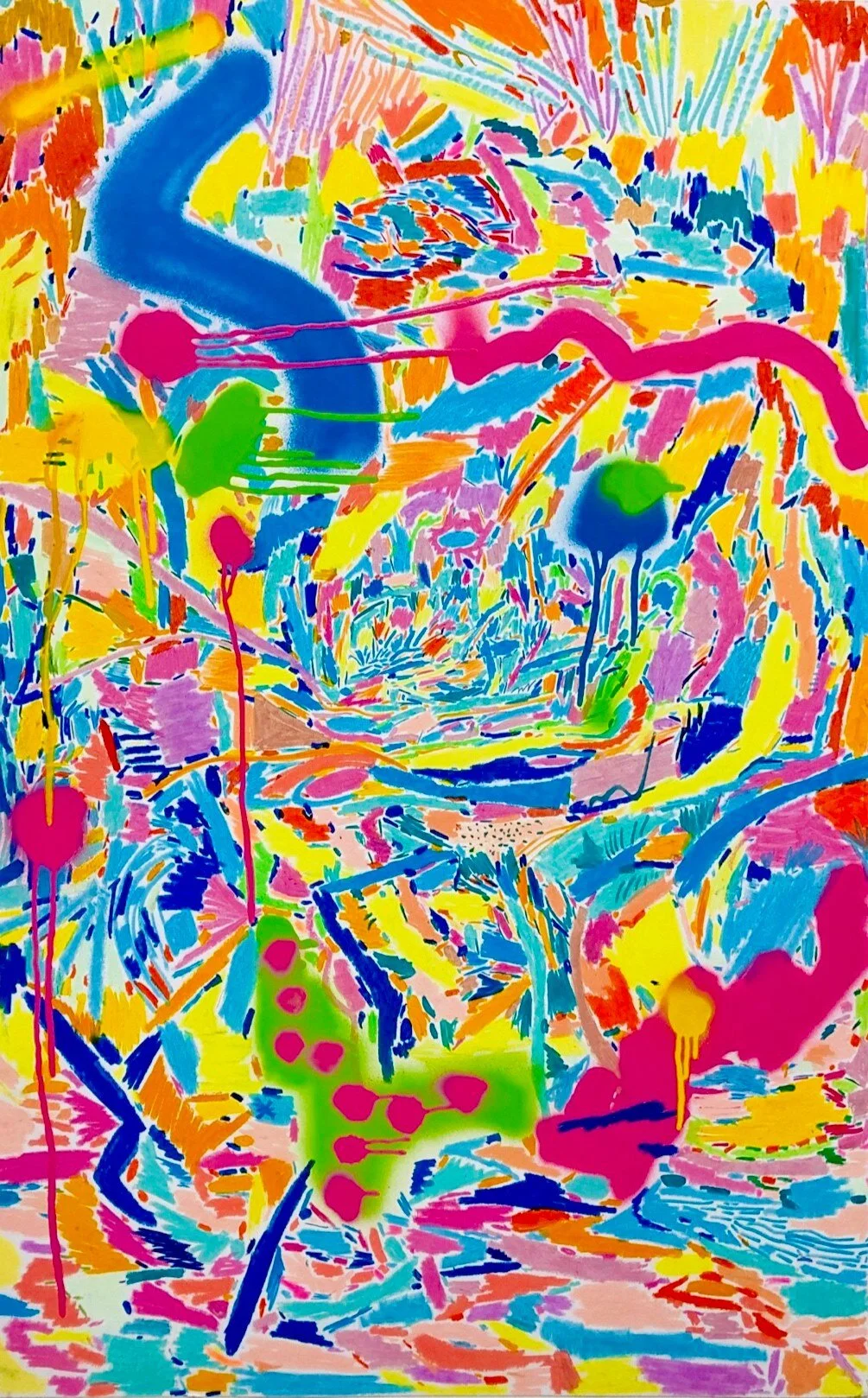 Addys Or Daddys, 25x40 inches, Oil pastel colored pencil and markers on paper