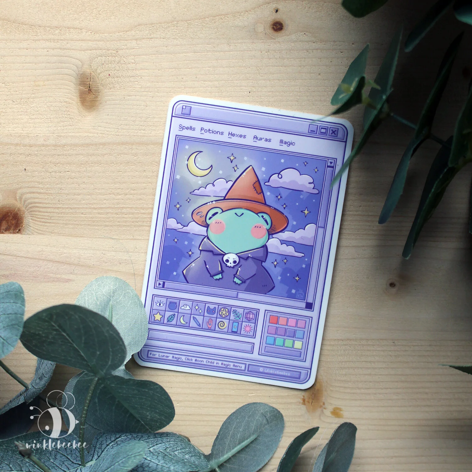 Retro Digital Witch Frog Sticker