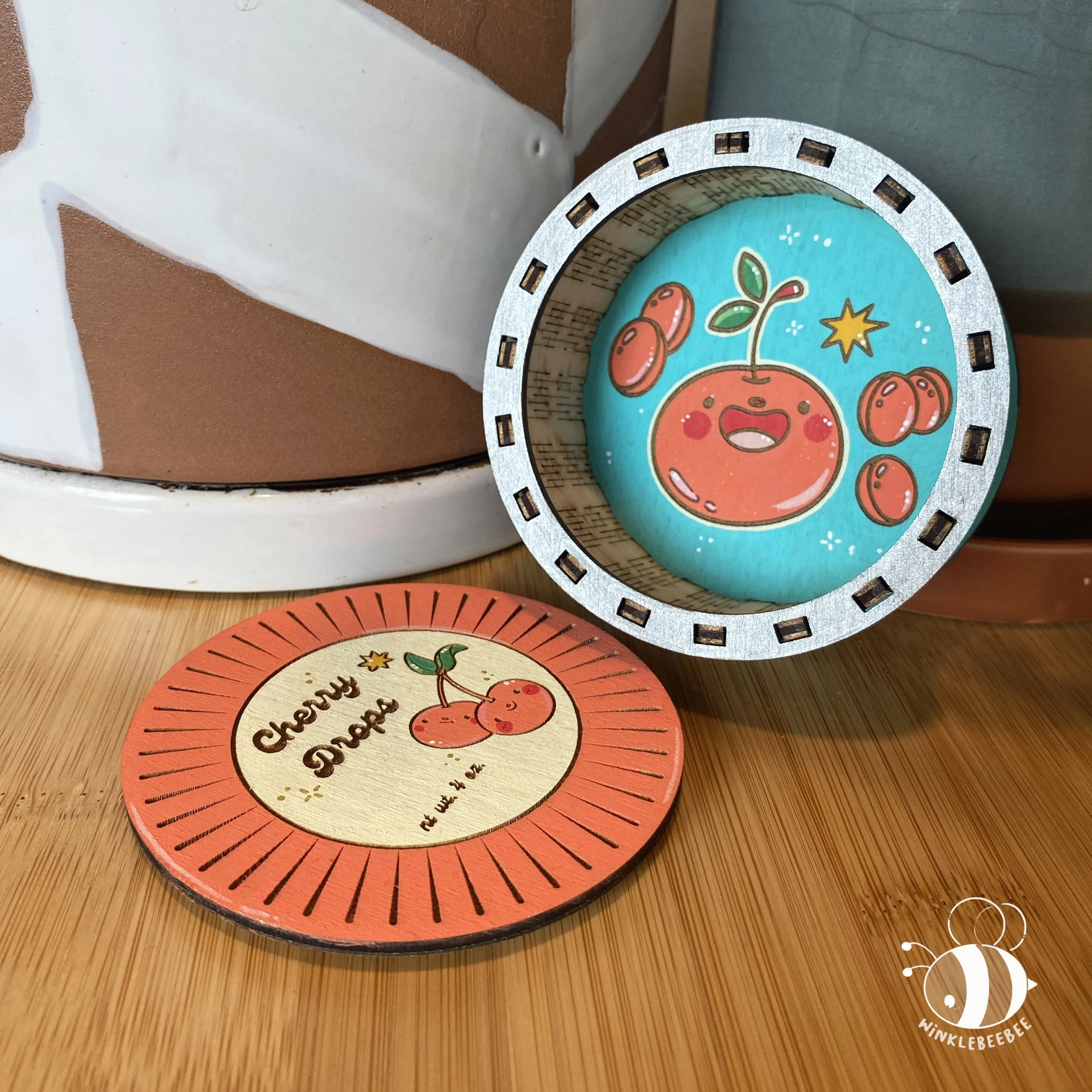 Laser engraved trinket box: Candy Drops