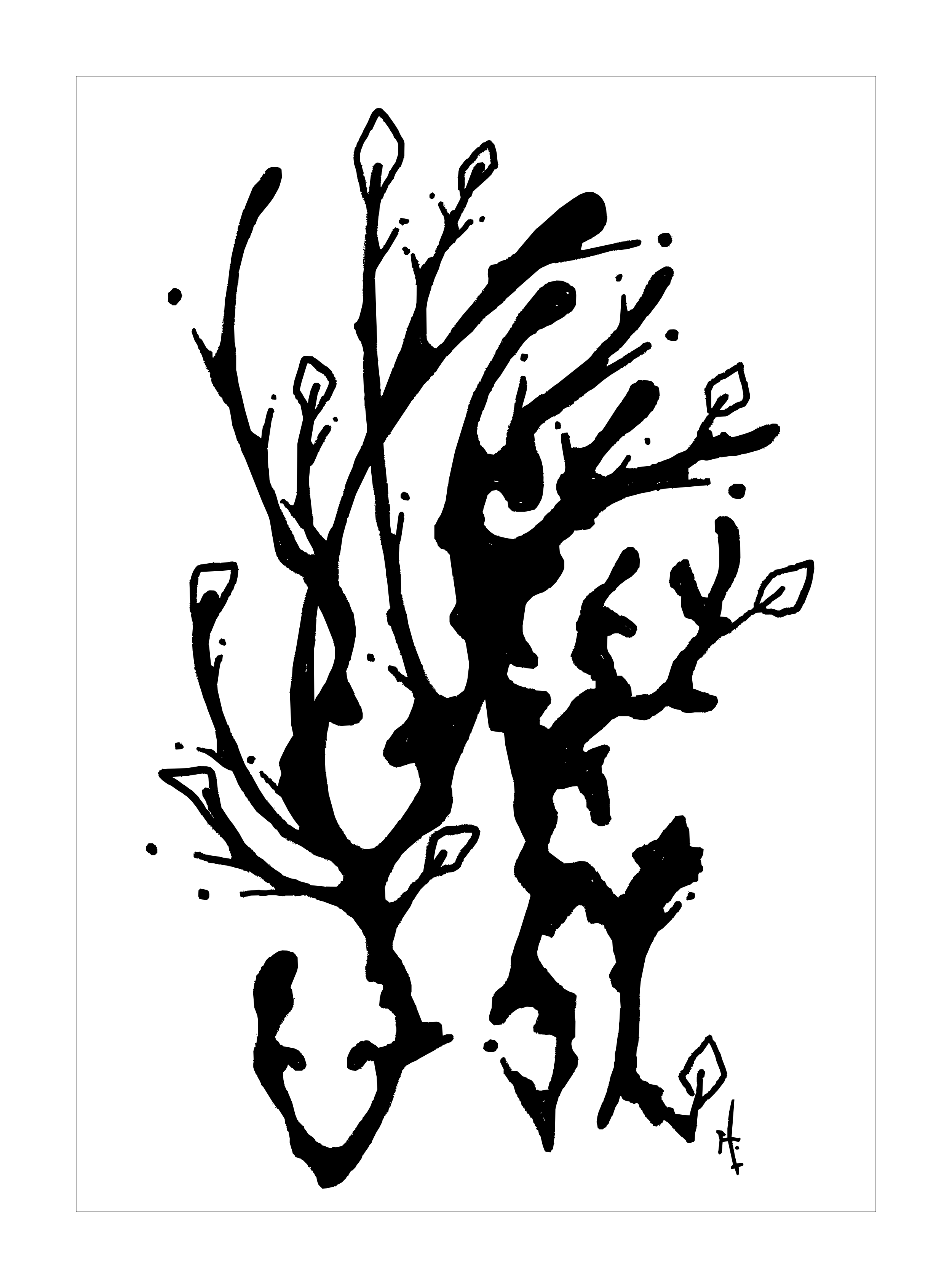 'Brittle Sprite' - Abstract drawing of fey type creatures living in a hedge by Matthew D. Holtmeier