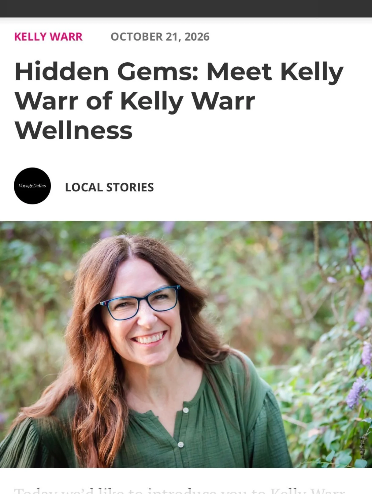 It was a pleasure to reflect on my journey, my 26+ years in nursing, and what inspired me to create Kelly Warr Wellness.

My passion continues to be helping others navigate health and wellness with greater confidence, balance, and a little humor alon