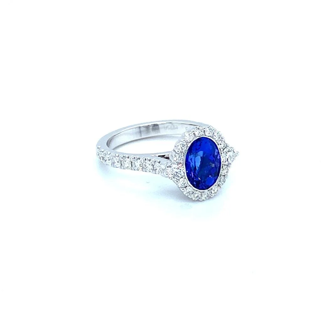 A standout piece that is currently available instore.  A platinum diamond and tanzanite ring featuring 1.05ct of diamonds and a 2.48ct tanzanite in the centre.  Come in and try it on.  (Currently Available)