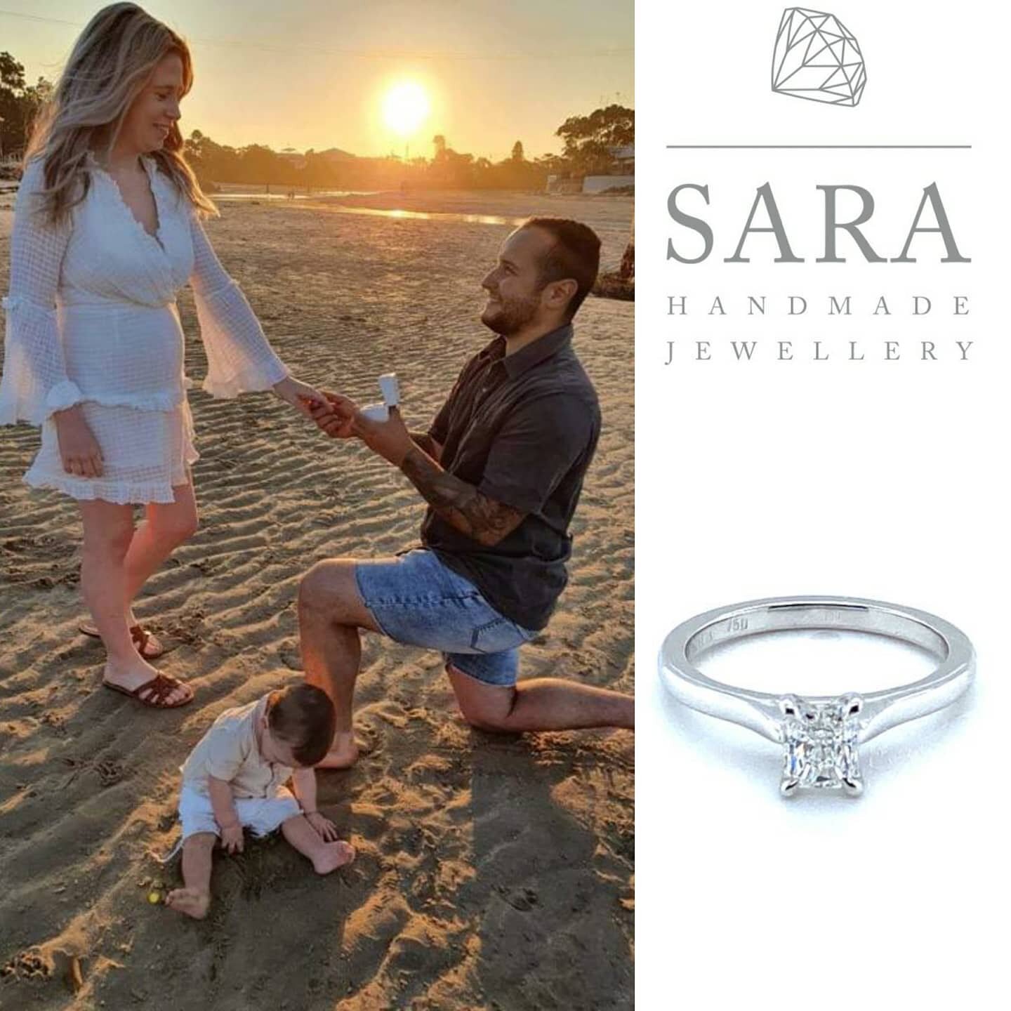 If you are after a handmade custom engagement ring, Sara Handmade Jewellery can help.  This beautiful white gold engagement ring features a 0.60ct GIA certified radiant diamond. 