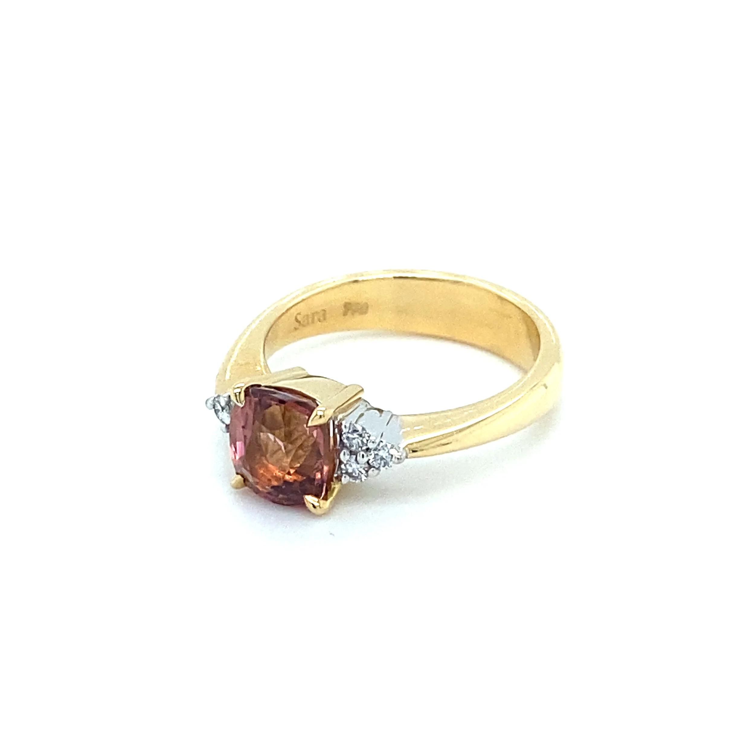 Coral Pink Tourmaline Ring