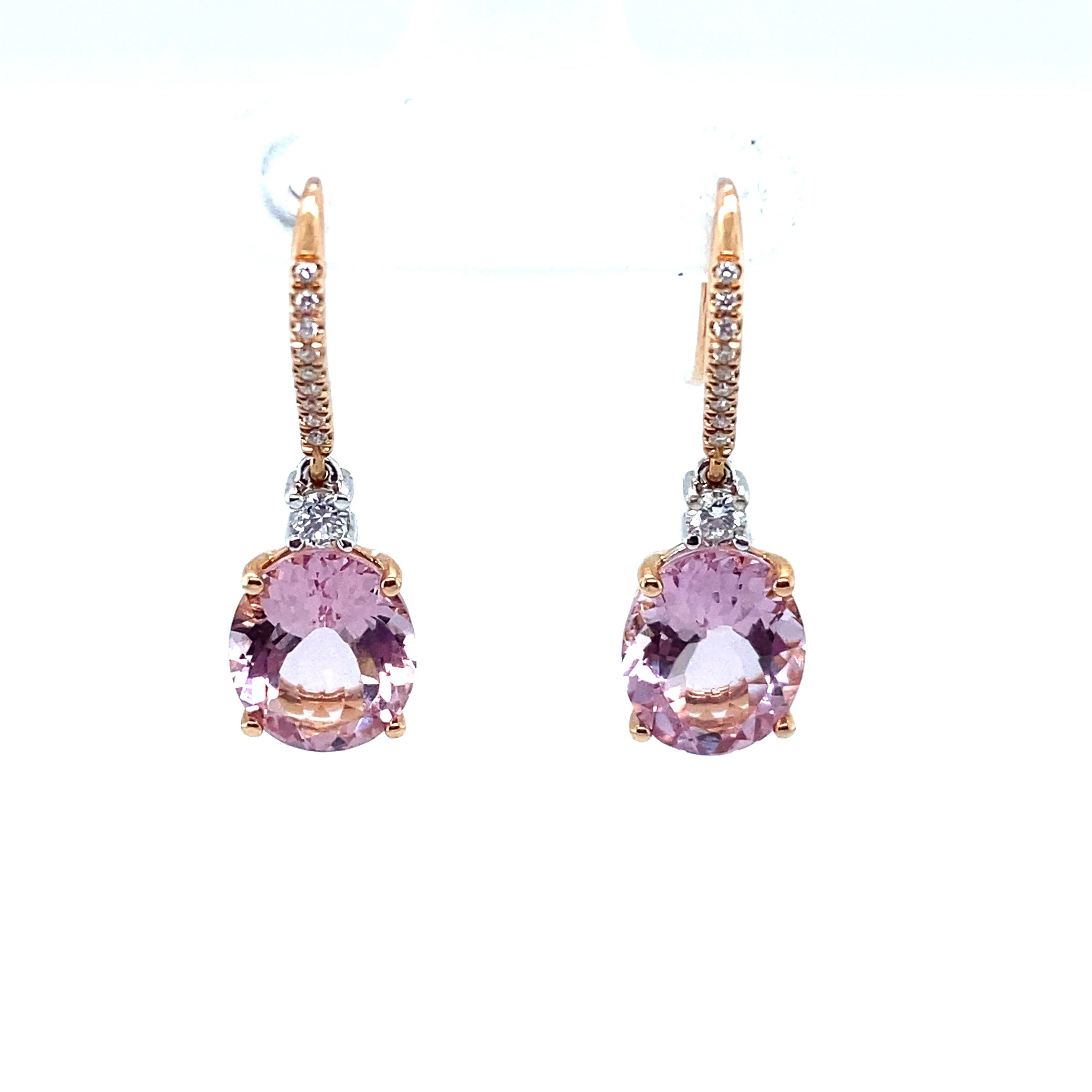 Morganite Oval Drop Earrings 