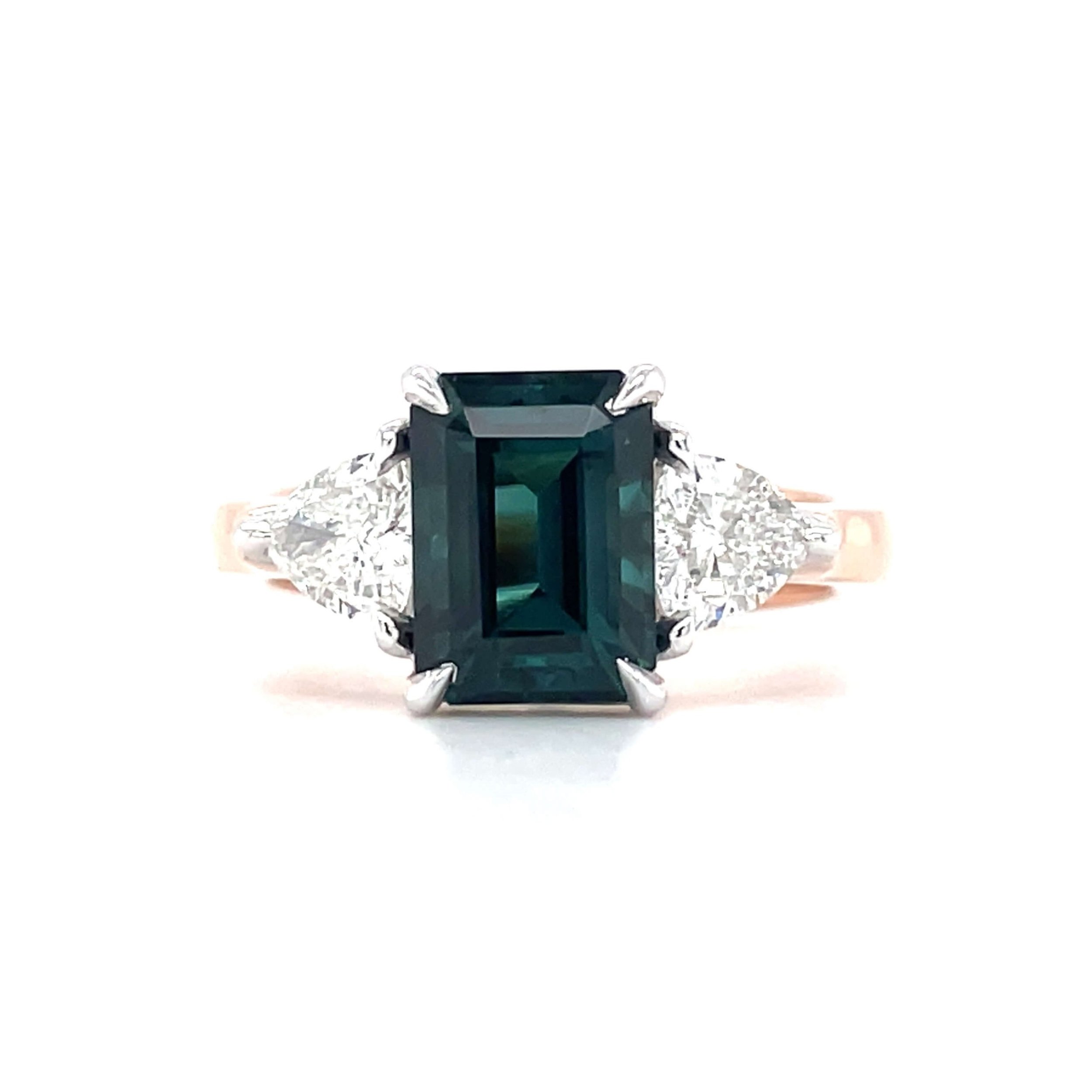 INDICOLITE TOURMALINE RING VINTAGE STYLE 14k WHITE GOLD NATURAL GREEN  COCKTAIL