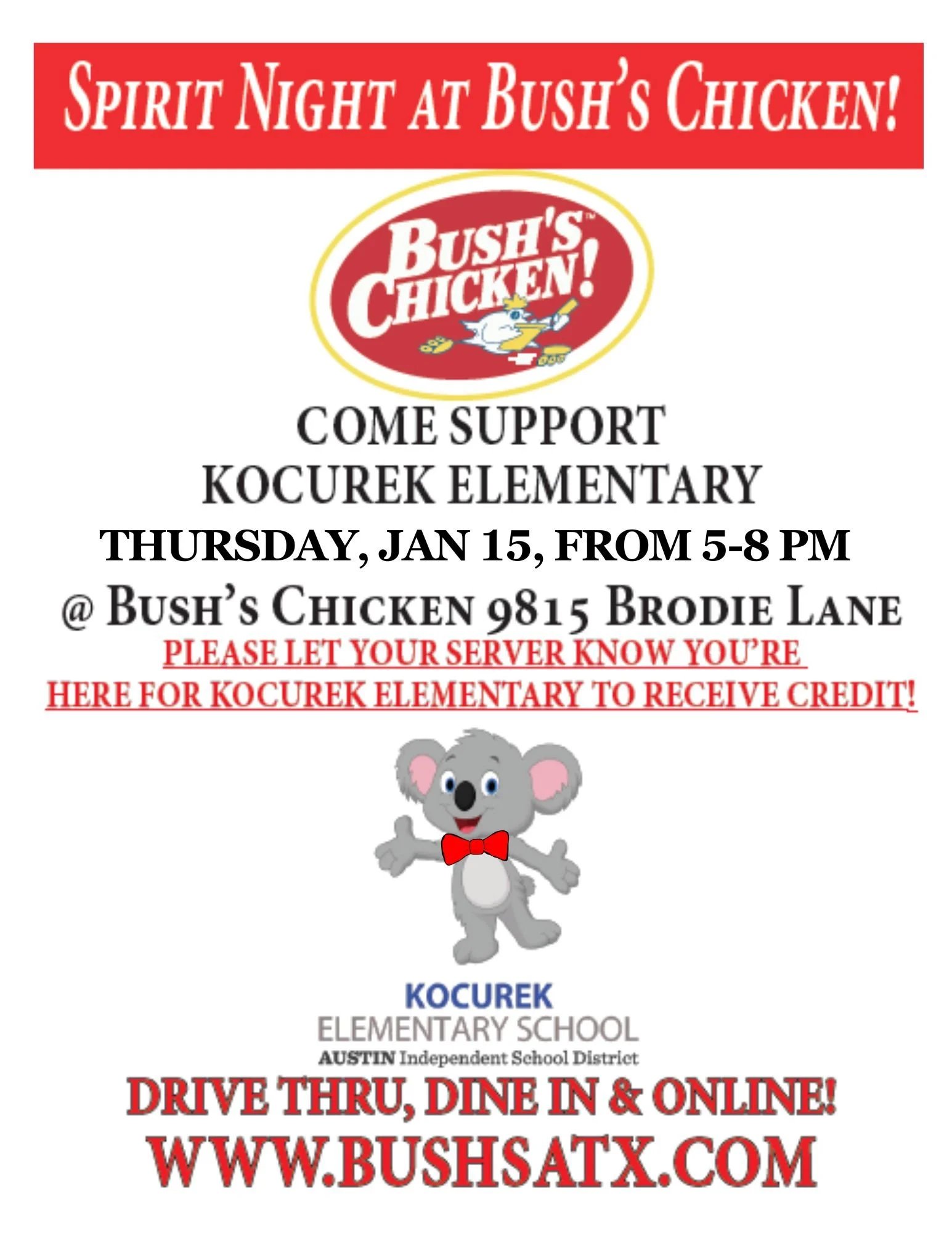 Bush's Chicken Spirit Night