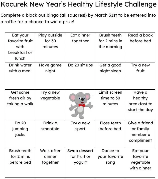 Healthy Lifestyles Bingo Challenge