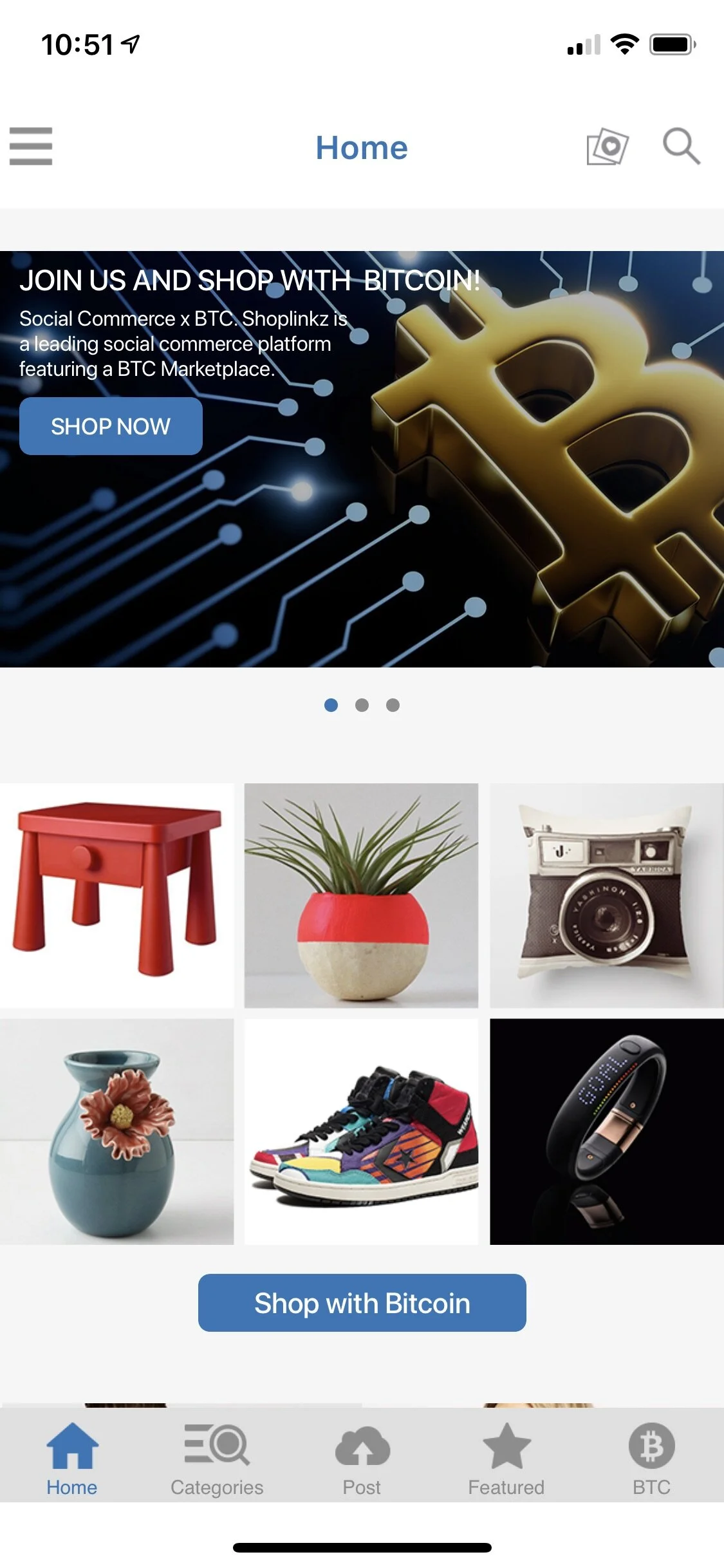 Shoplinkz App - Home Screen 1