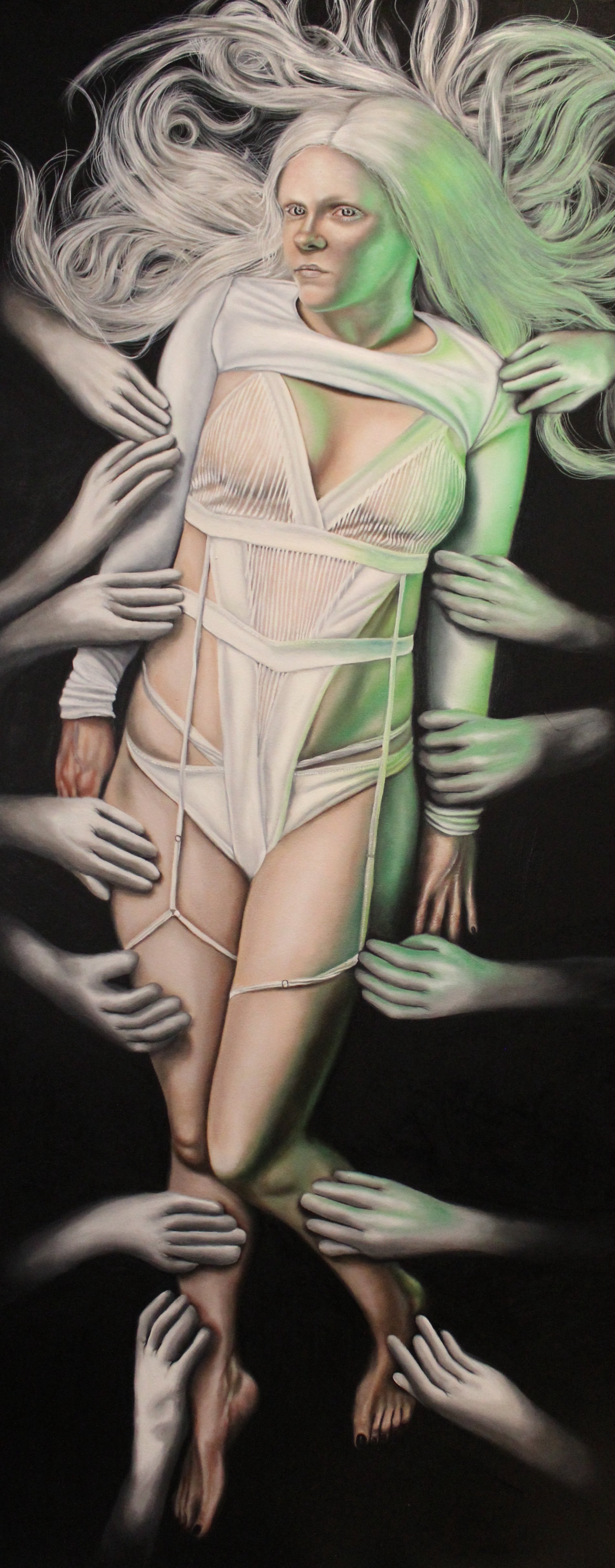 Space queen painting, Samantha Harrison art, Alberta artist, Edmonton artist, Canadian artist, fine art, hyperrealism, photorealism, portrait art, Samantha Harrison painter, alien paintings, oil painter