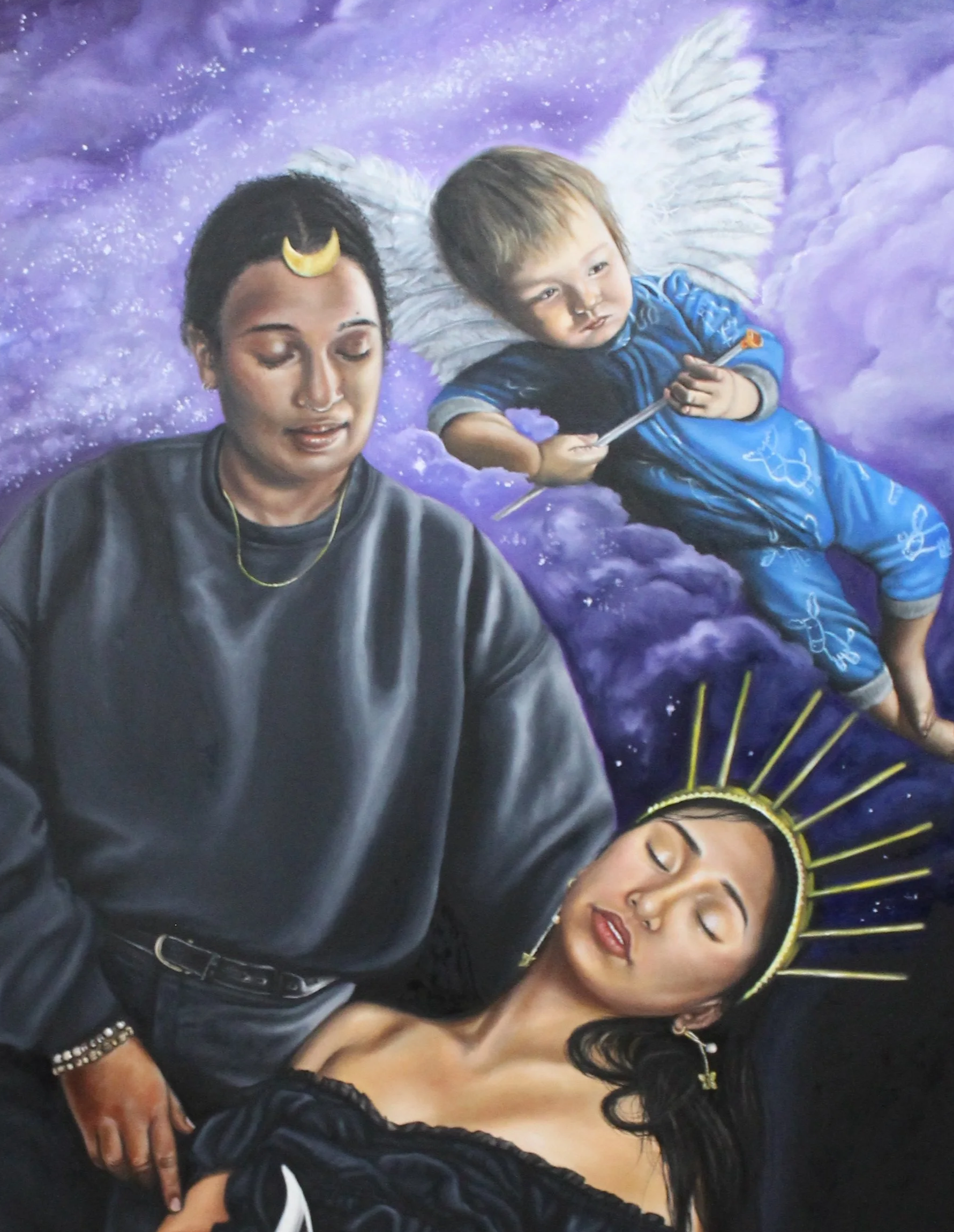 Selina, Adrianne, and Sparrow as Selene, Endymion, and Cupid
