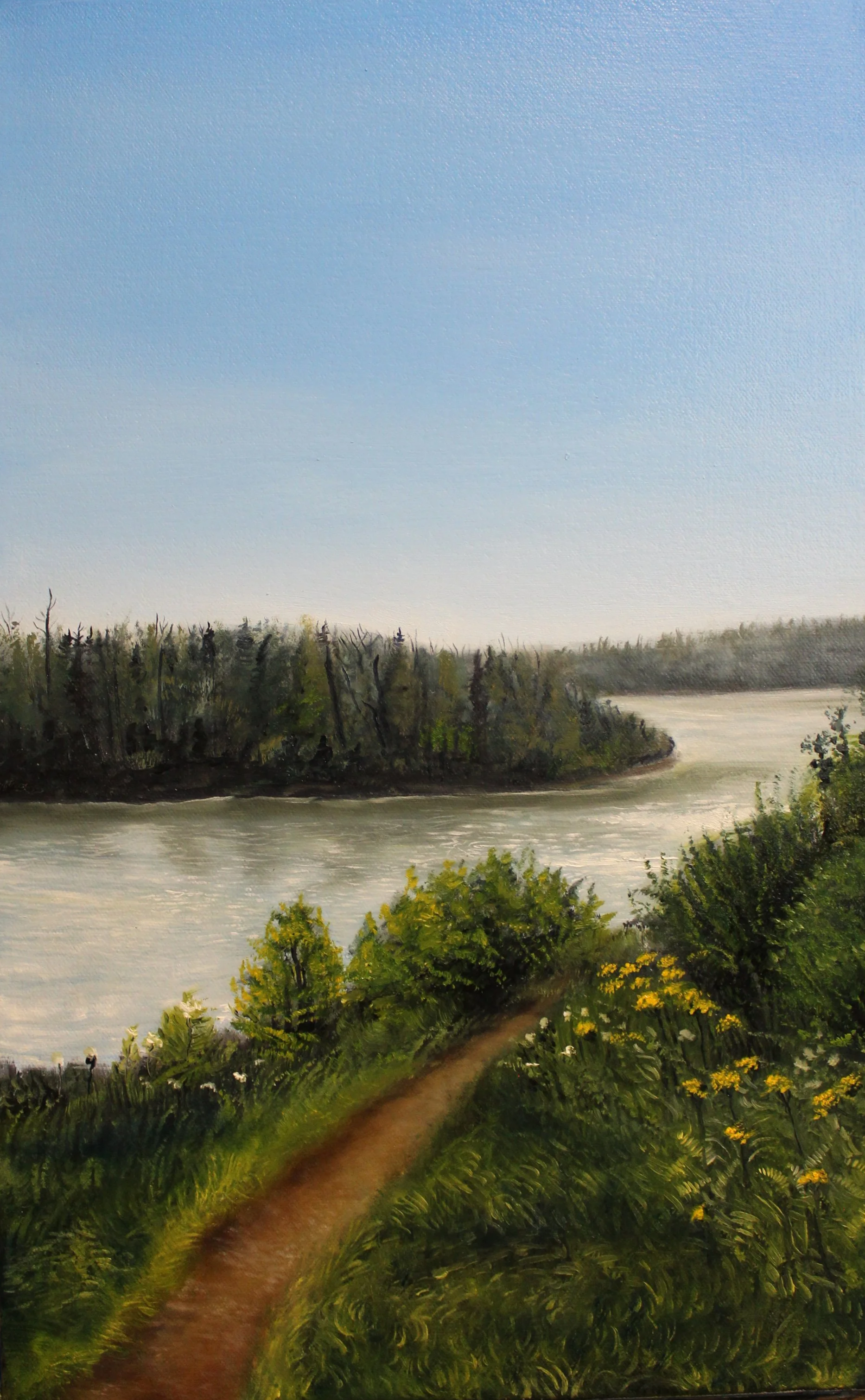 View from Rundle park, painting, Samantha Harrison painting, fine art, realism, hyperrealism, photorealism, oil painting, Edmonton artist, alberta artist, Canada artist, landscape