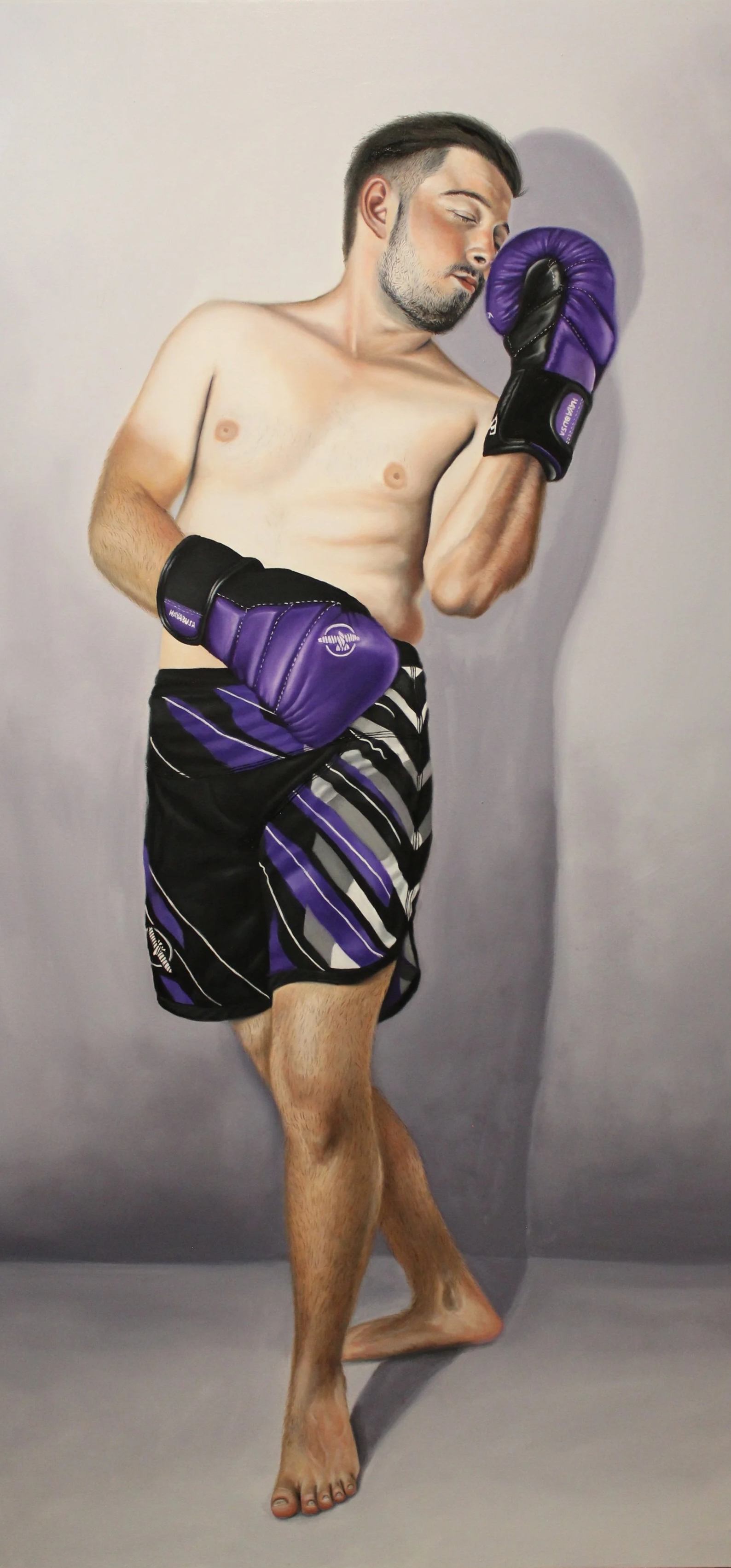 Nathaniel as Abundance (The Three Traces III), oil on canvas, fin art, Edmonton artisty, saman tha Harrison artist, oil painter, mythological paintings, painting of boxer, Alberta artist, canada artist, hyperrealism, photorealism, classical art,