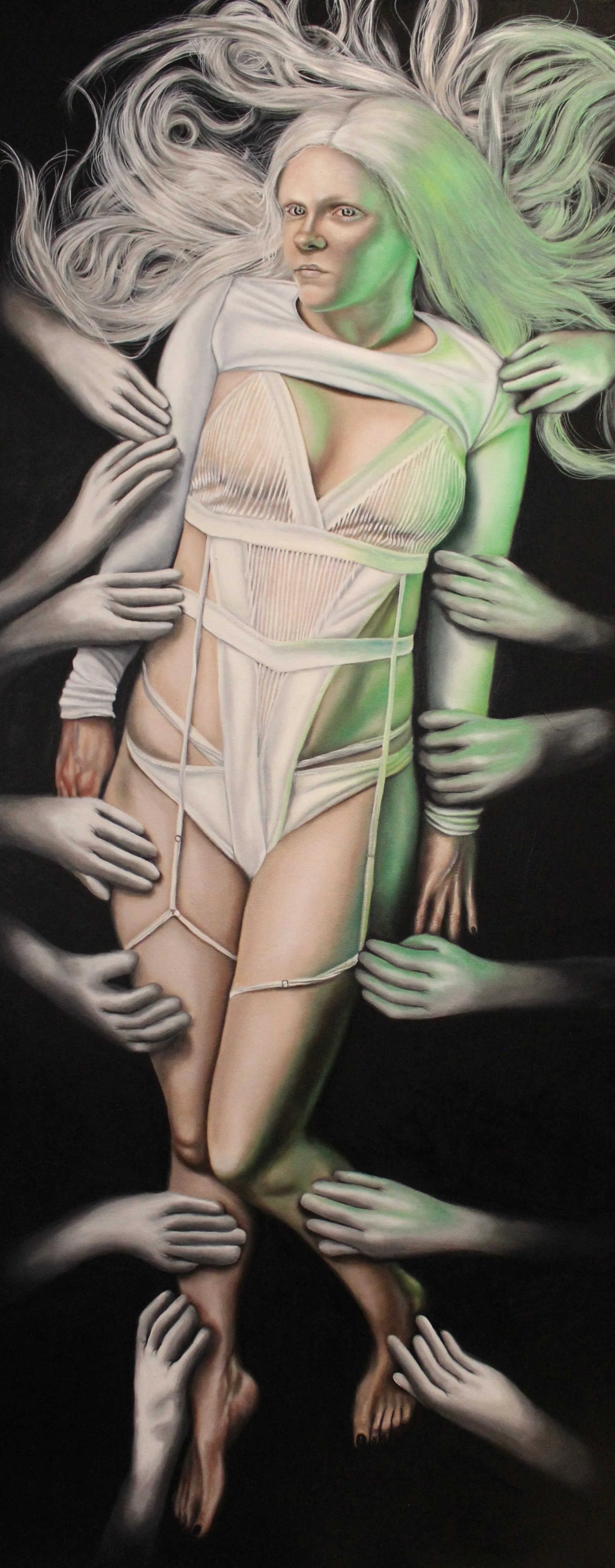 Samantha Harrison art, space queen paintings, space queens recalibration, oil painting, portrait paintings, alien paintings, self portrait paintings, edmonton artist, Alberta artist, Canadian artist, hyperrealism, photorealism