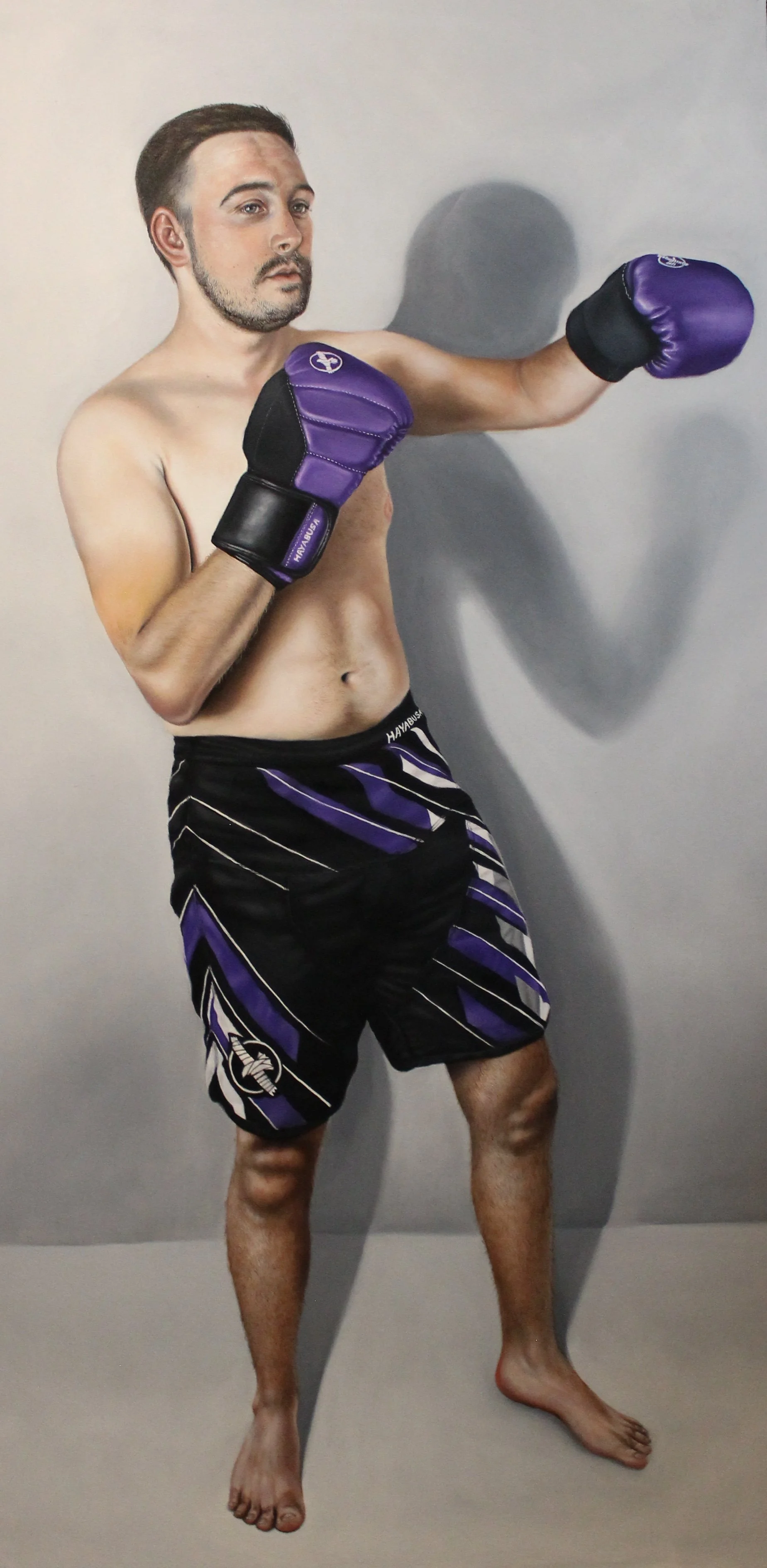 Nathaniel as Beauty (The Three Graces I), samantha harrison art, male three graces, mythological paintings, oil paintings, canadian artist, edmonton artist, alberta artist, hyperrealism, photorealism, hyperealistic painting, portrait artist