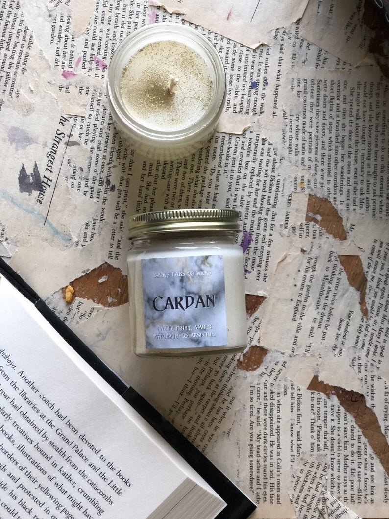 Cardan - The Cruel Prince 4 Ounce Bookish Boyfriend Soy Candle faerie fruit, amber  absinthe.jpg