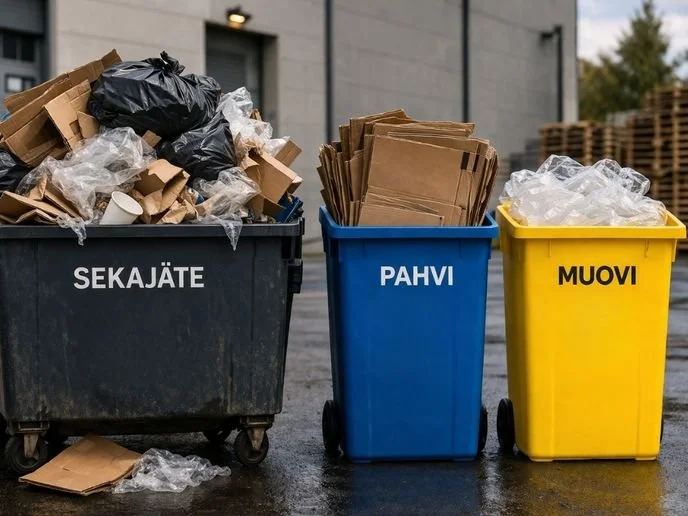 Kun kierrätyskelpoinen pahvi ja muovi ohjataan pois energiajätteestä, kalliimman energiajätteen määrä vähenee ja jätehuollossa voidaan saavuttaa säästöjä.