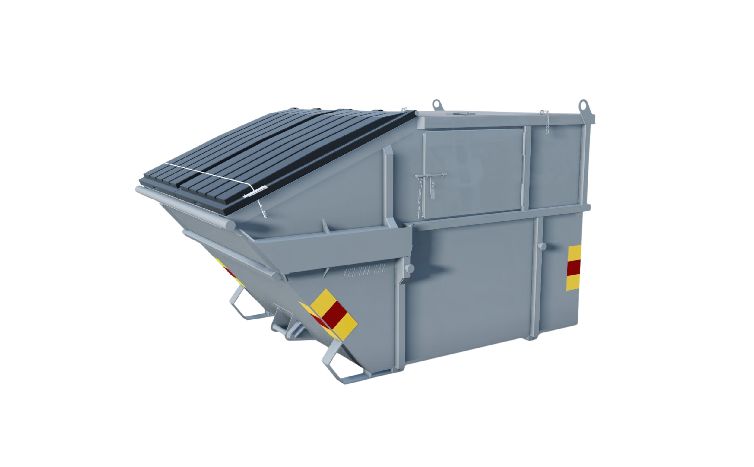 Isoblock-säiliö, siniväri, musta kansi, kuvassa tyhjä.