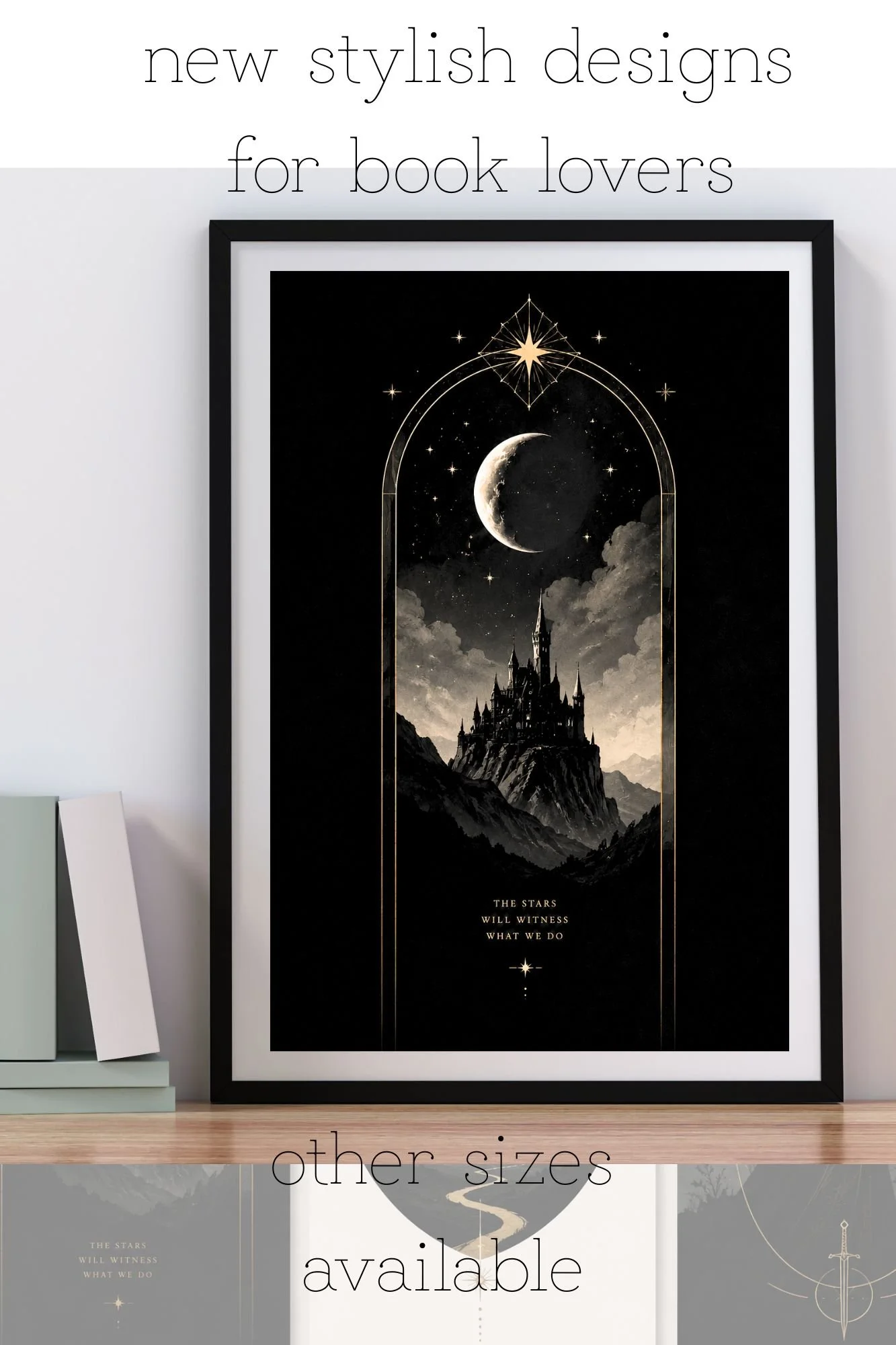 Fantasy Romance Art Print Set of 3 | Dark Academia Wall Art | Romantasy Inspired Gallery Prints | Celestial Castle Decor | Ready to Frame