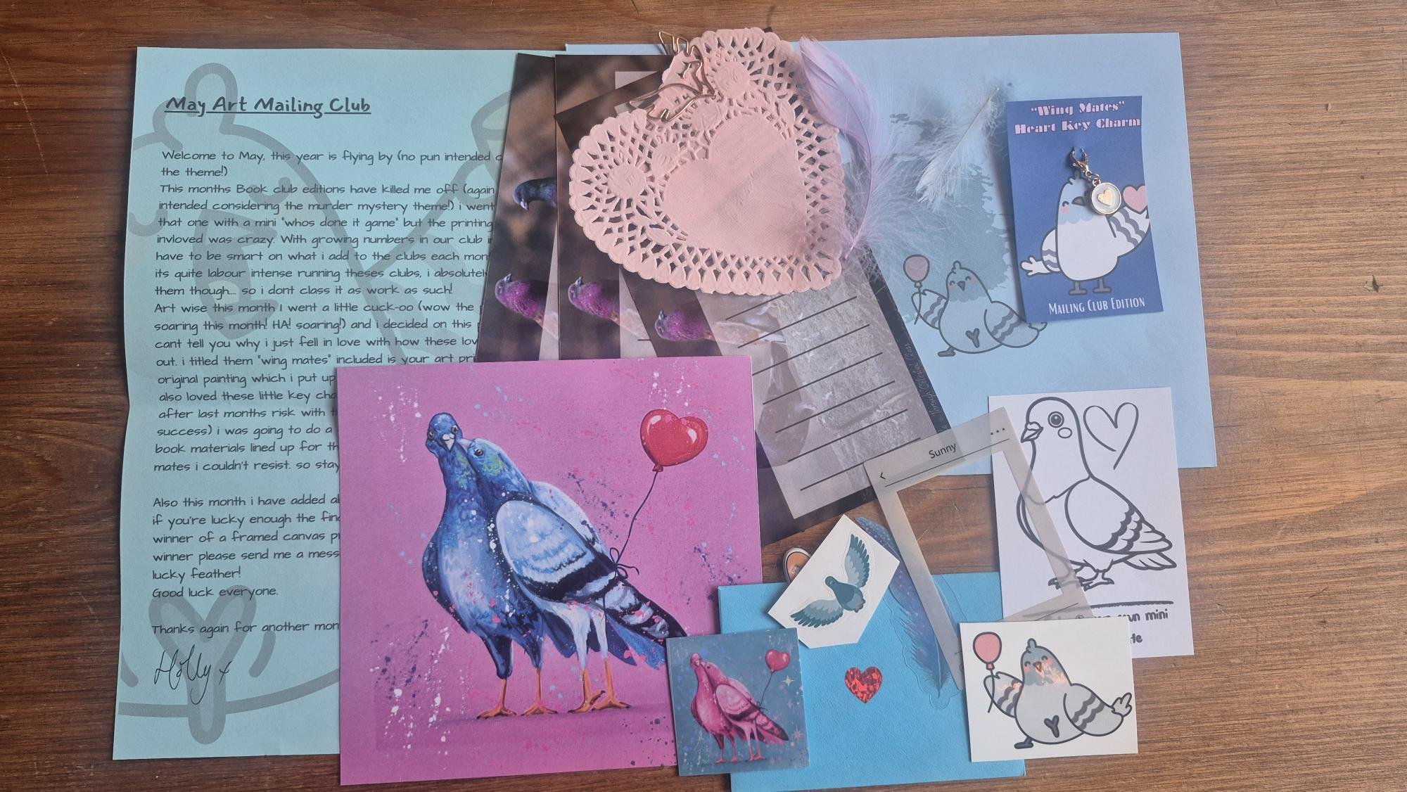 SNAIL MAIL Club, Pigeon Love Bird Art Mail Club, Bookish Stationery Pack, Journaling Scrapbook Kit, Reader Gift, Pen Pal Kit, Booktok