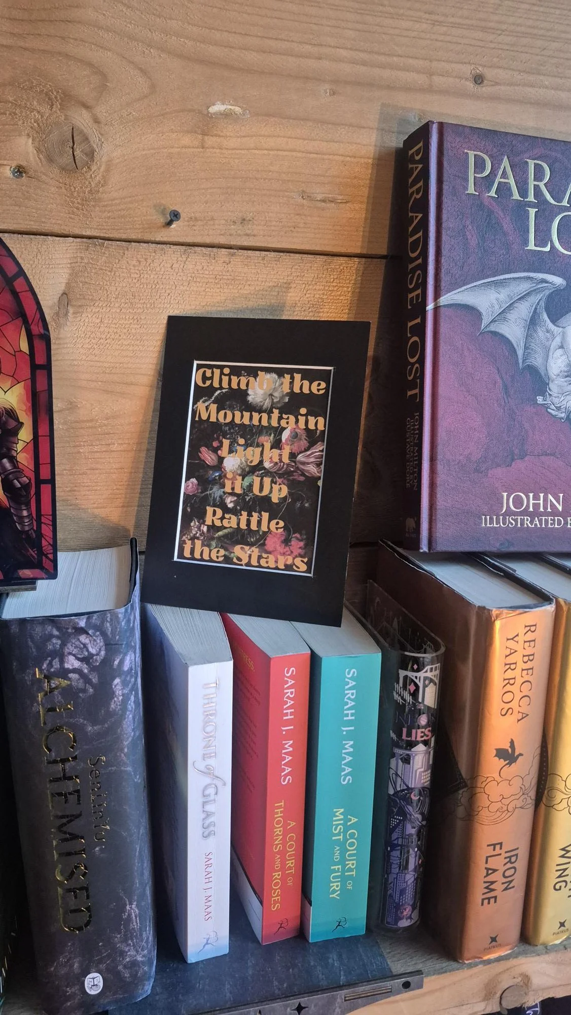 Climb the Mountain Light it Up Rattle the Stars, Fantasy Book Quote Print – Book Lover Gift – Dark Floral Art Print – Bookshelf Decor