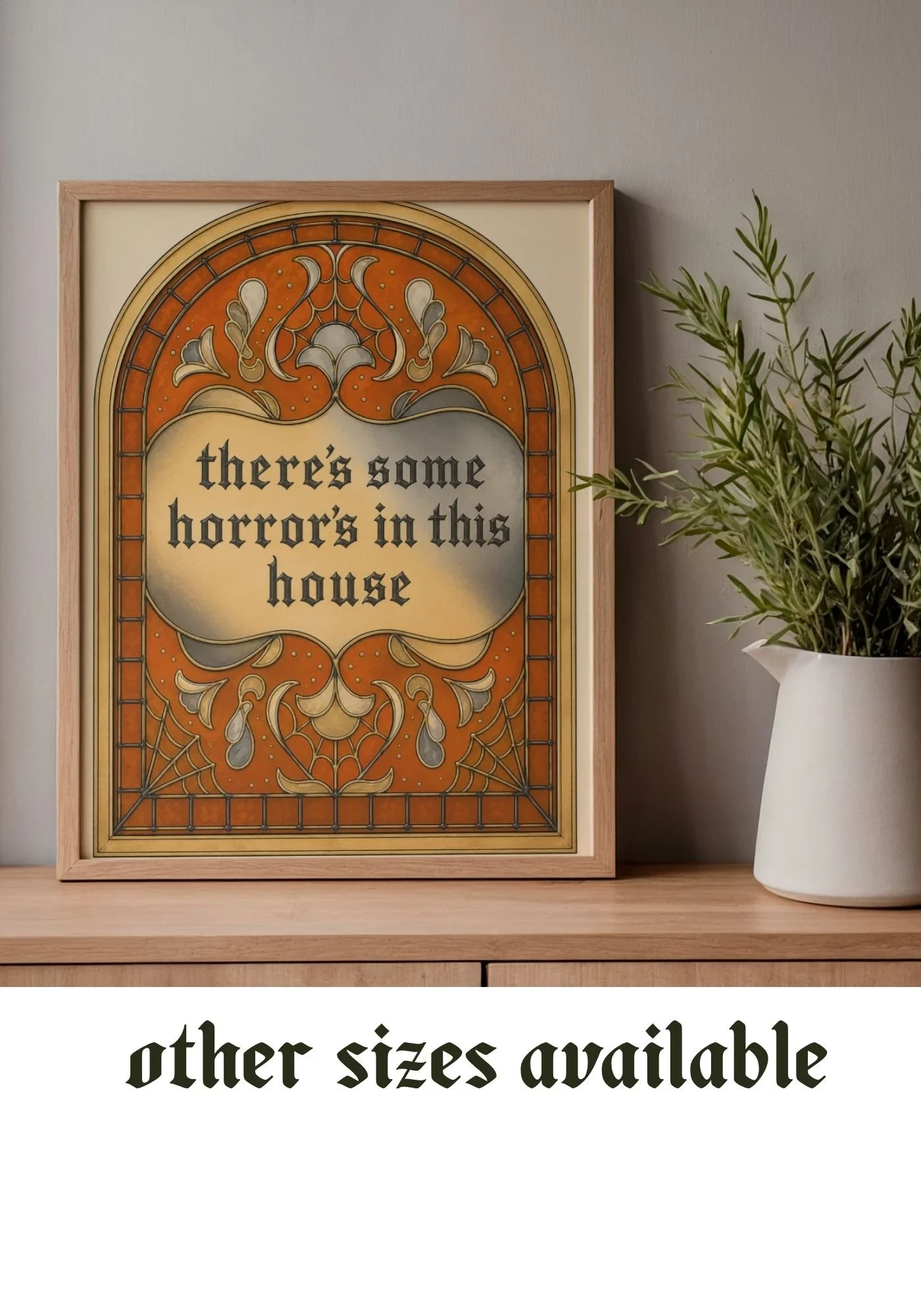 Fantasy Gothic Stained Glass Print | SUMMERWEEN ART | Dark Academia Wall Art | Book Lover Decor | Witchy Art