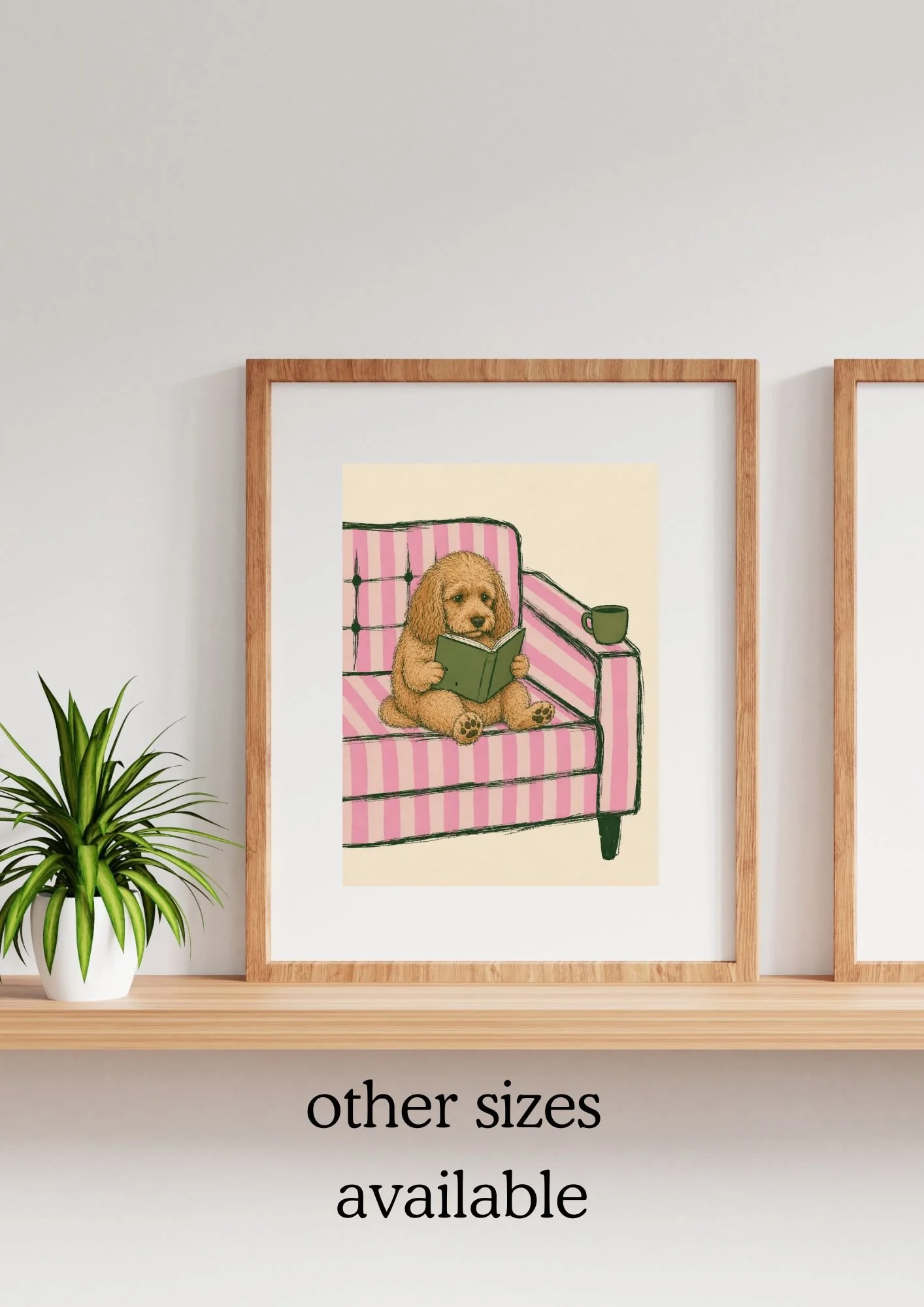 Cute cockapoo dog art | DIGITAL DOWNLOAD option | pink romance reader illustration