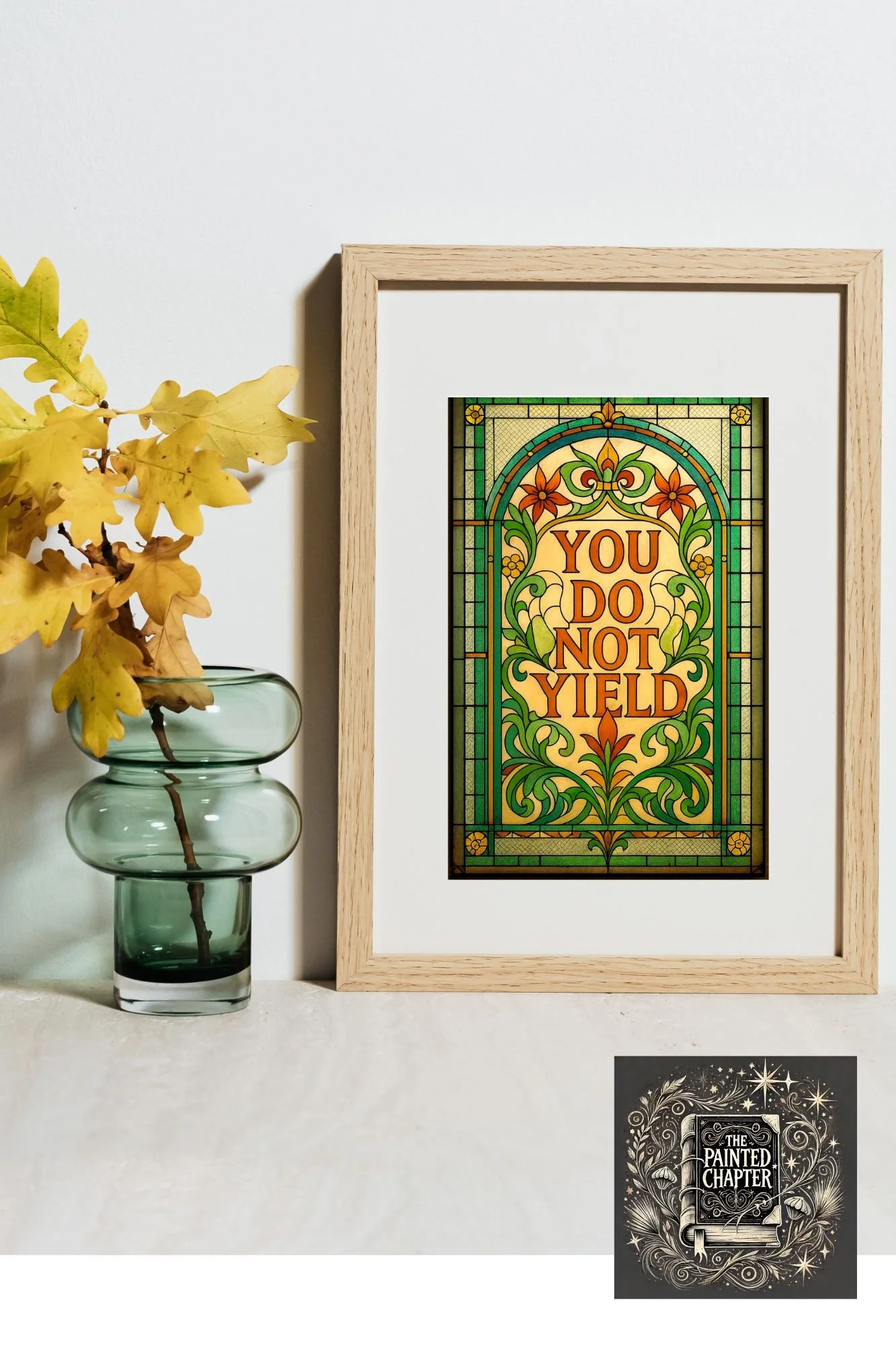 You Do Not Yield Artwork | Green Stained Glass Bookish Print | YA Fantasy Decor | Gift for Book Lovers & Reader
