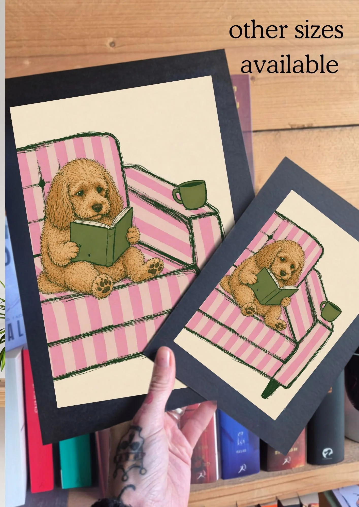Cute cockapoo dog art | DIGITAL DOWNLOAD option | pink romance reader illustration