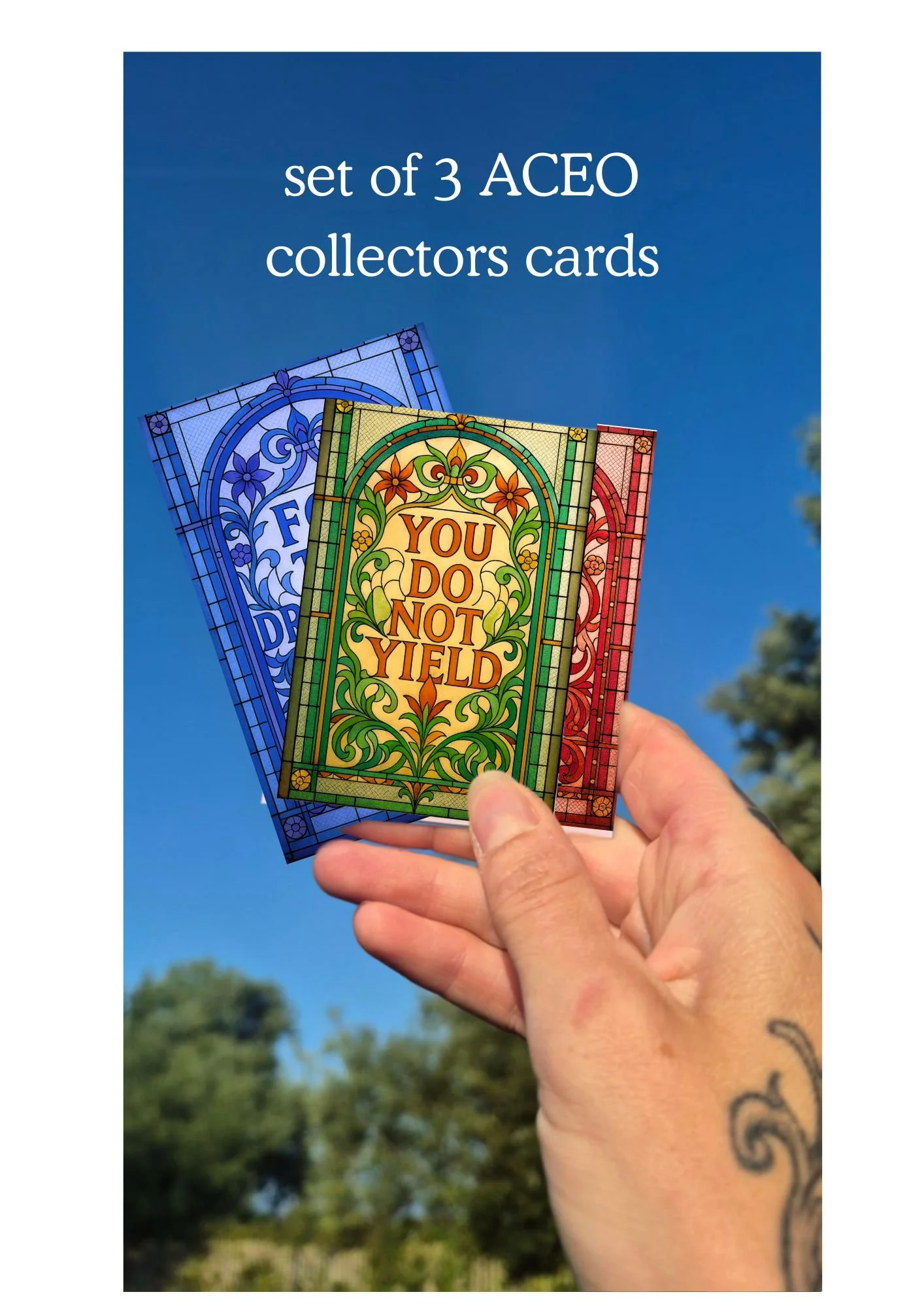 sSet of 3 Fantasy ACEO Prints | Bookish Art Cards | Stained Glass Inspired | Romantasy SJM Decor | Mini Art Prints