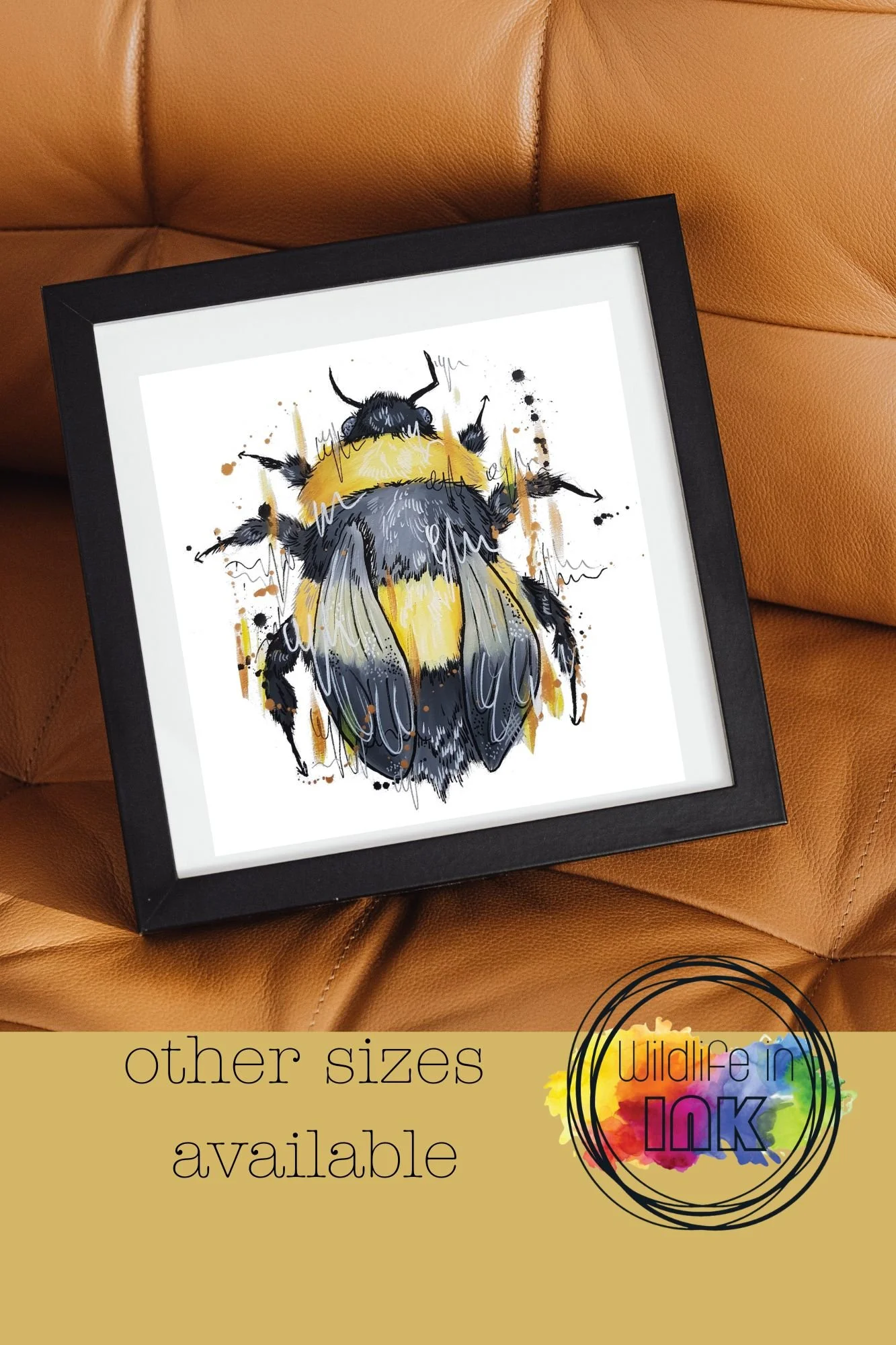 BUMBLEBEE Print – Modern Wildlife Illustration – Fluffy Bee Nature Wall Art - Stylish Kitch bee art