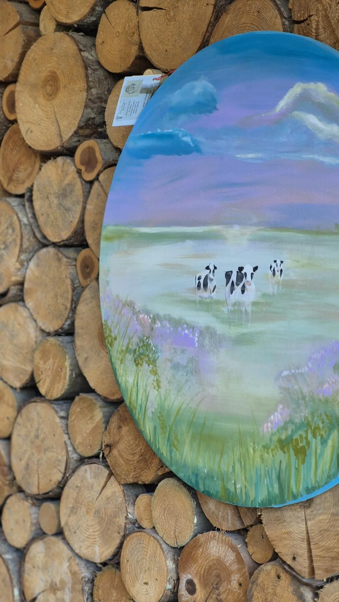Original Highland Cow Painting | 60cm Round Acrylic Canvas | Modern Farmhouse Wall Art