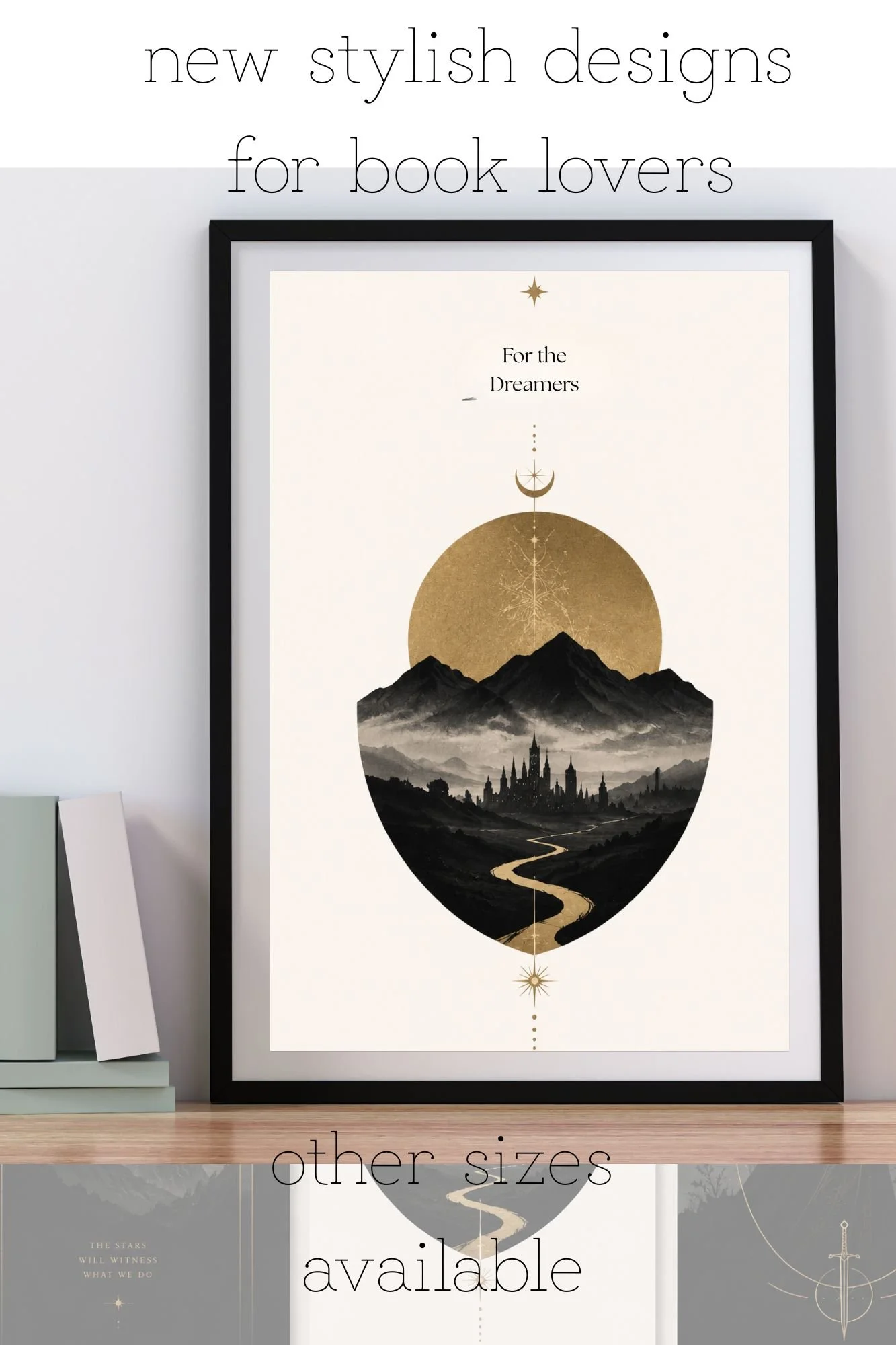 Fantasy Romance Art Print Set of 3 | Dark Academia Wall Art | Romantasy Inspired Gallery Prints | Celestial Castle Decor | Ready to Frame