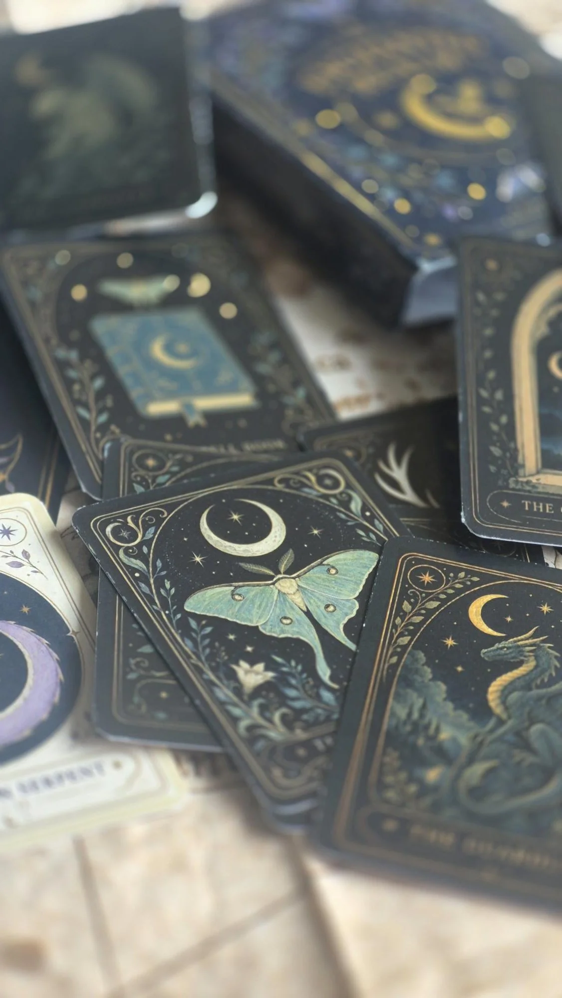 FANTASY BOOKS Collectible Card Deck, The Enchanted Realm, 15 Illustrated Fantasy Cards, Dragon Fairy Gothic Bookish Gift