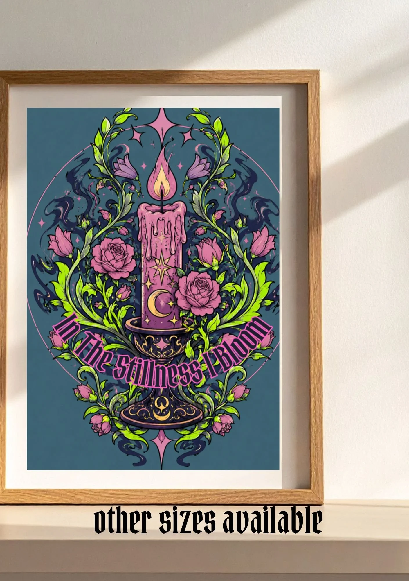 GOTHIC WITCH Art Print – In the Stillness I Bloom | Dark Academia Wall Art | Bookish Decor | Modern Typography Print | Fantasy Gift
