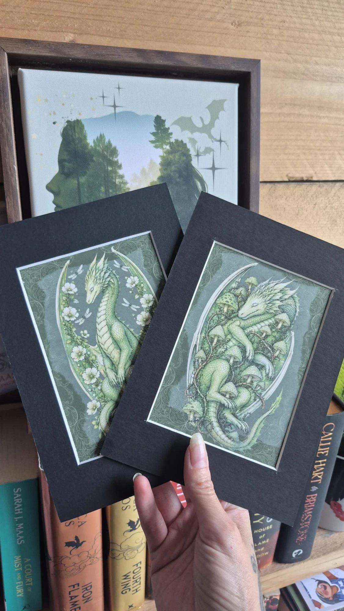 FANTASY DRAGON Art Print Set of 2 | Gothic Dragon Wall Art | Green Fairytale Dragon Decor | Bookish Creature Prints | Dragon Lover Gift