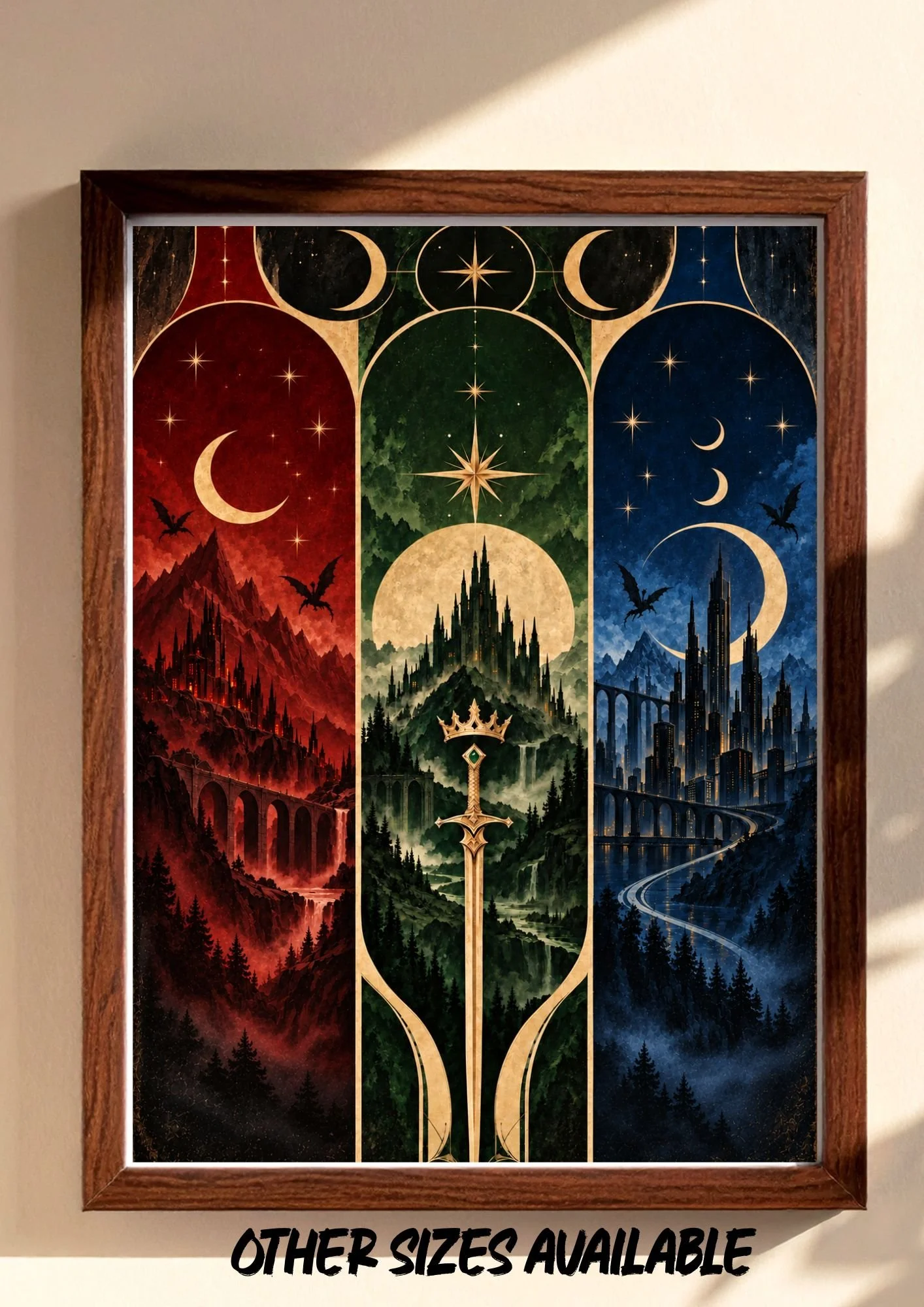 Romantasy Fantasy Art Print | ACOTAR & Throne of Glass Inspired | SJM Bookish Wall Decor | Stylish Bookshelf Decor