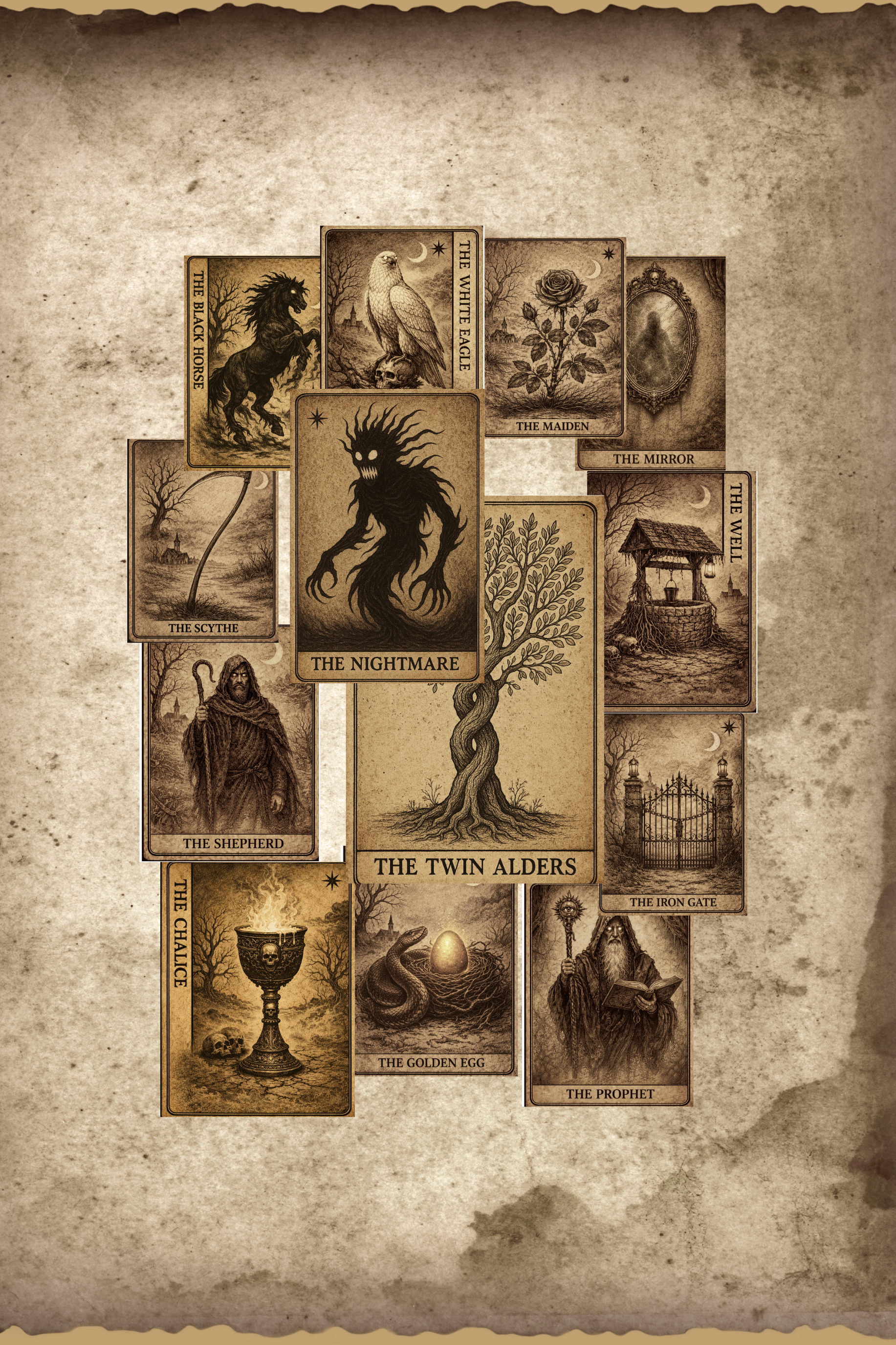 One Dark Window PROVIDENCE CARDS – Full Deck Fantasy Tarot Cards | Gothic Bookish Art | Dark Library Decor | Twin Alders Card, ACEO Cards