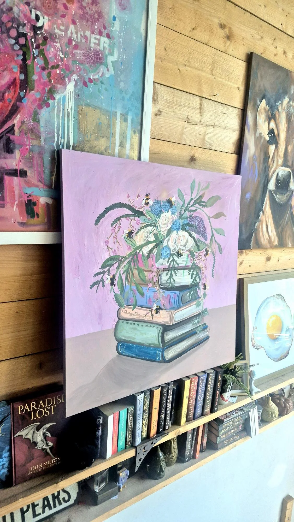 Floral Book Art | Original Acrylic Painting | 100 x 100 cm Canvas | Hand Painted Book Lover Wall Art