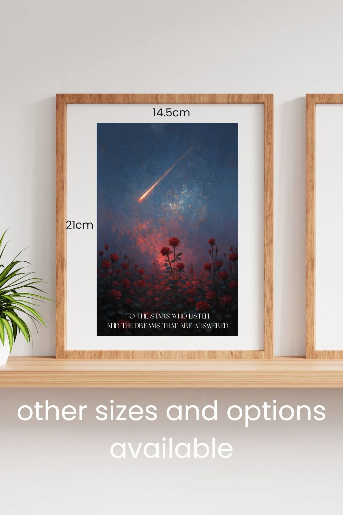 ACOTAR rose design, FANTASY romance classical art print, book inspired poster print, Dreamers Design, star night sky painting