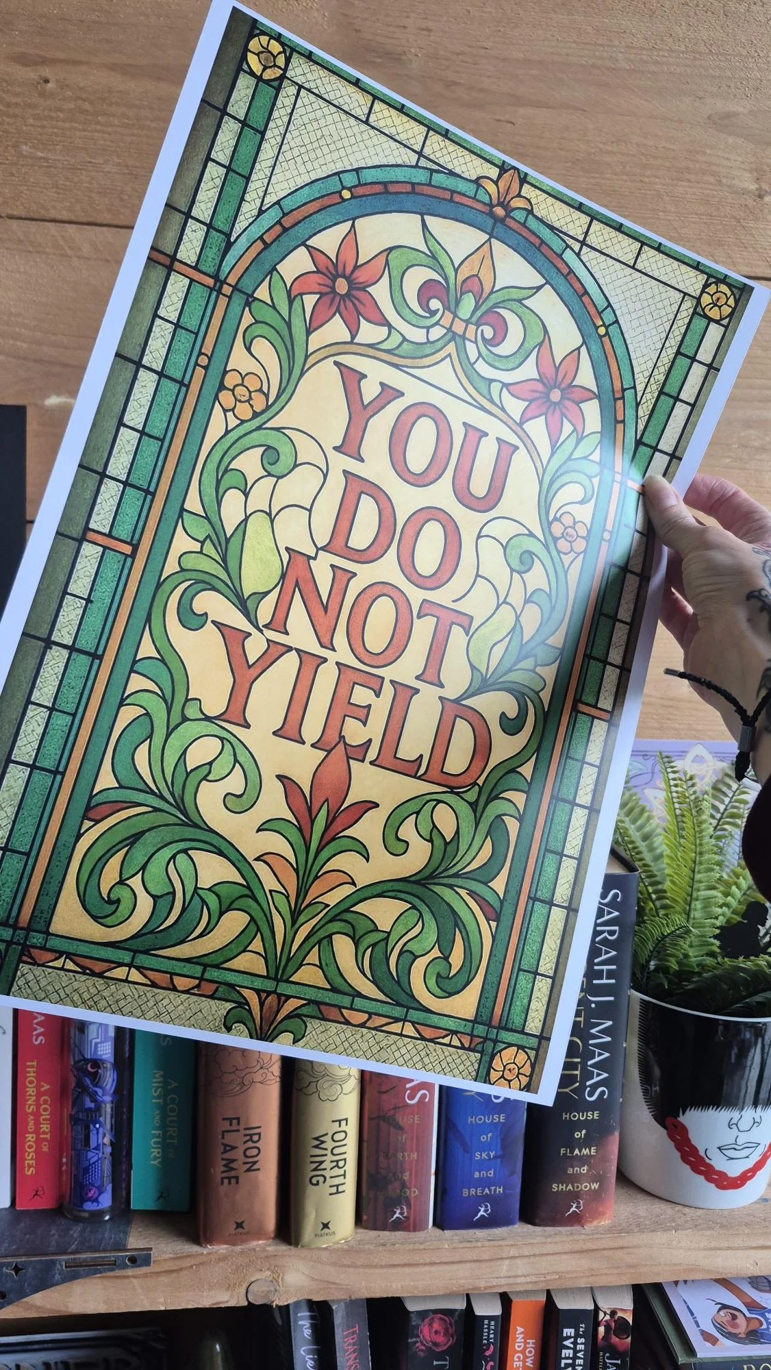 You Do Not Yield Artwork | Green Stained Glass Bookish Print | YA Fantasy Decor | Gift for Book Lovers & Reader