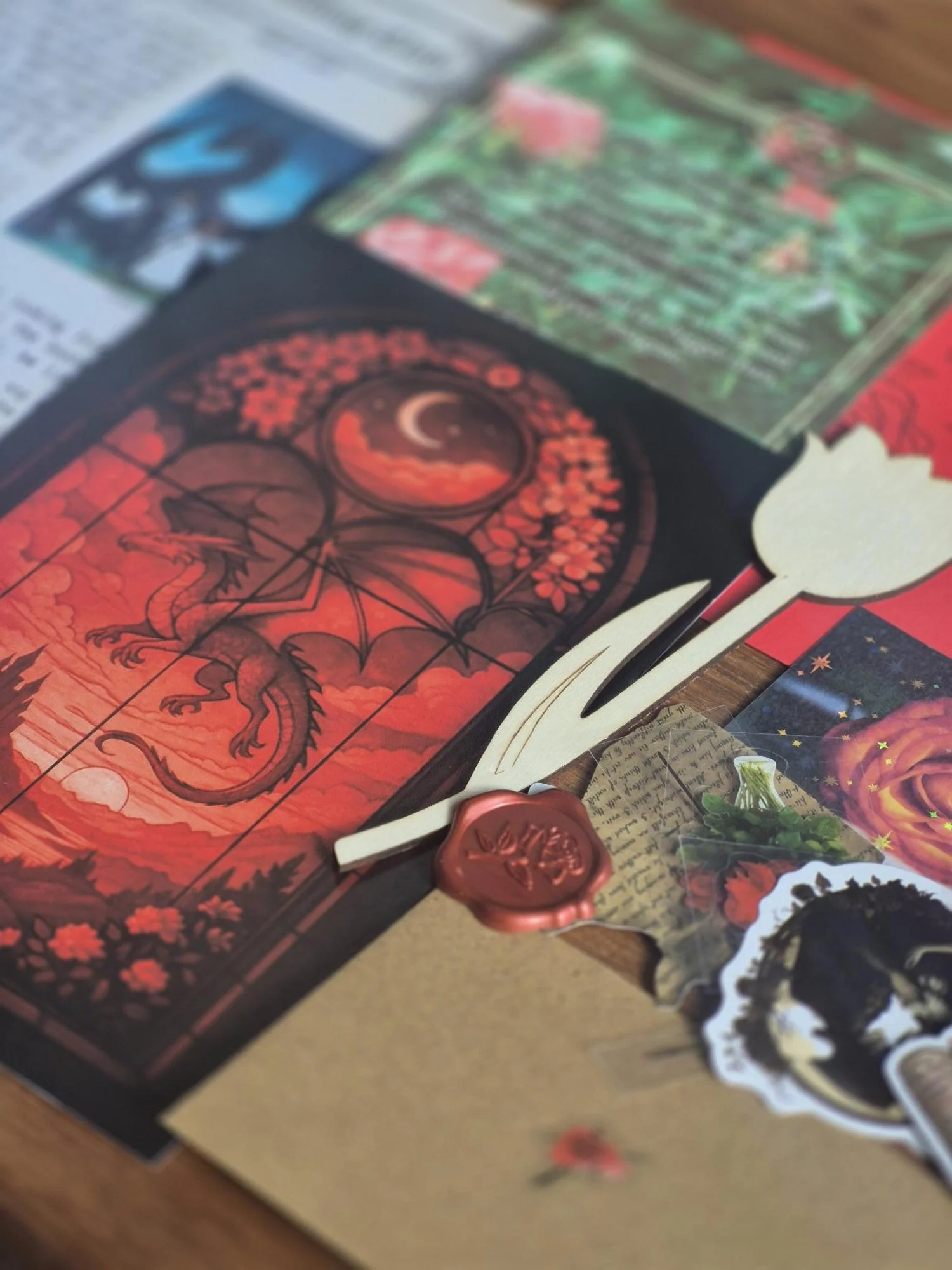 Book MAIL CLUB Gift Set – March Fantasy Romance Club | A5 Print, Stickers, Scrapbooking Supplies, purple rose theme romance gift