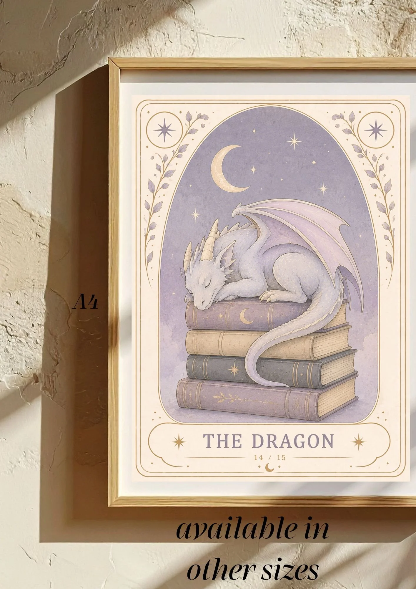 SLEEPING DRAGON Art, Fantasy Bookish Decor, Book Lover Gift, Romantasy Wall Art, Stylish Bookish Decor, A5 A4 A3