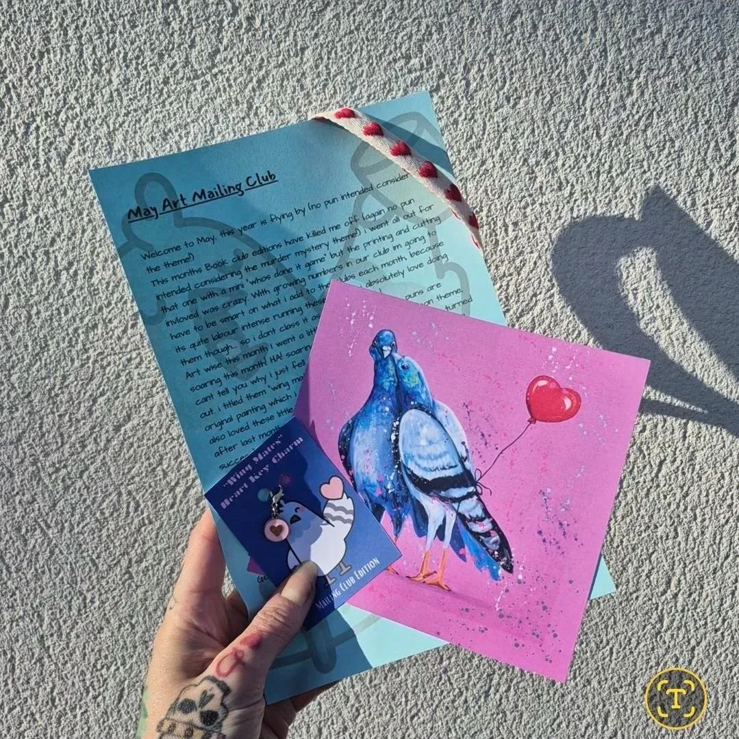 brightly colour pigeon art mail club envelopes
