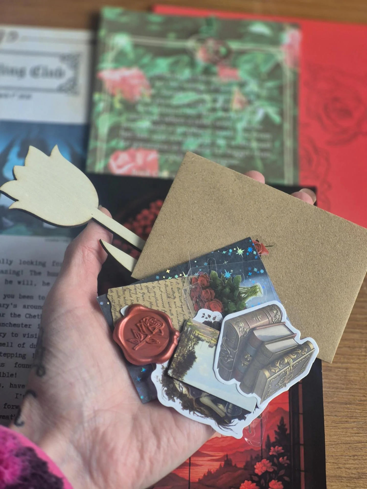 Book MAIL CLUB Gift Set – March Fantasy Romance Club | A5 Print, Stickers, Scrapbooking Supplies, purple rose theme romance gift