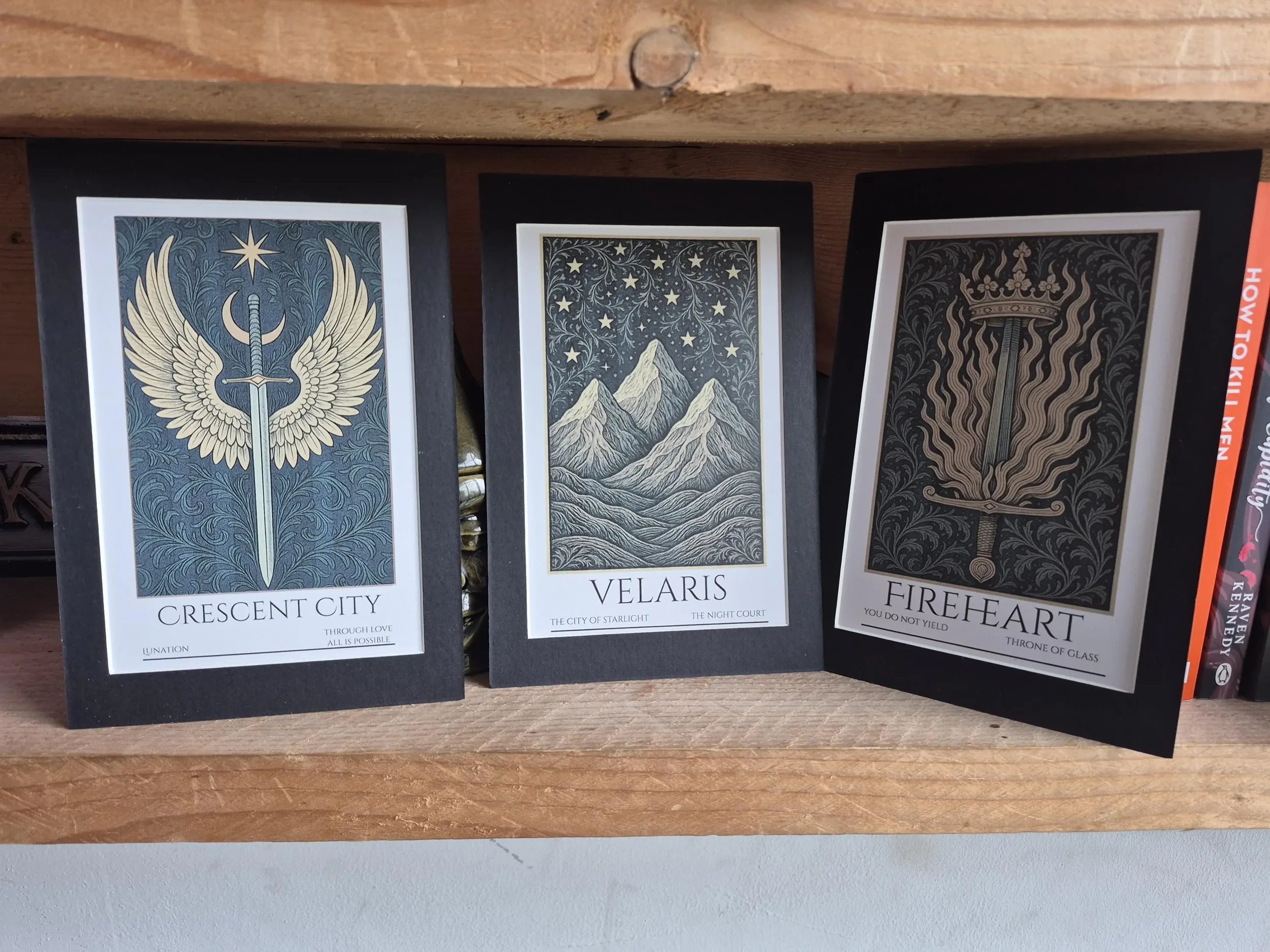 VELARIS FIREHEART Crescent City theme Art, Set of 3! Book Inspired Fan Art Print